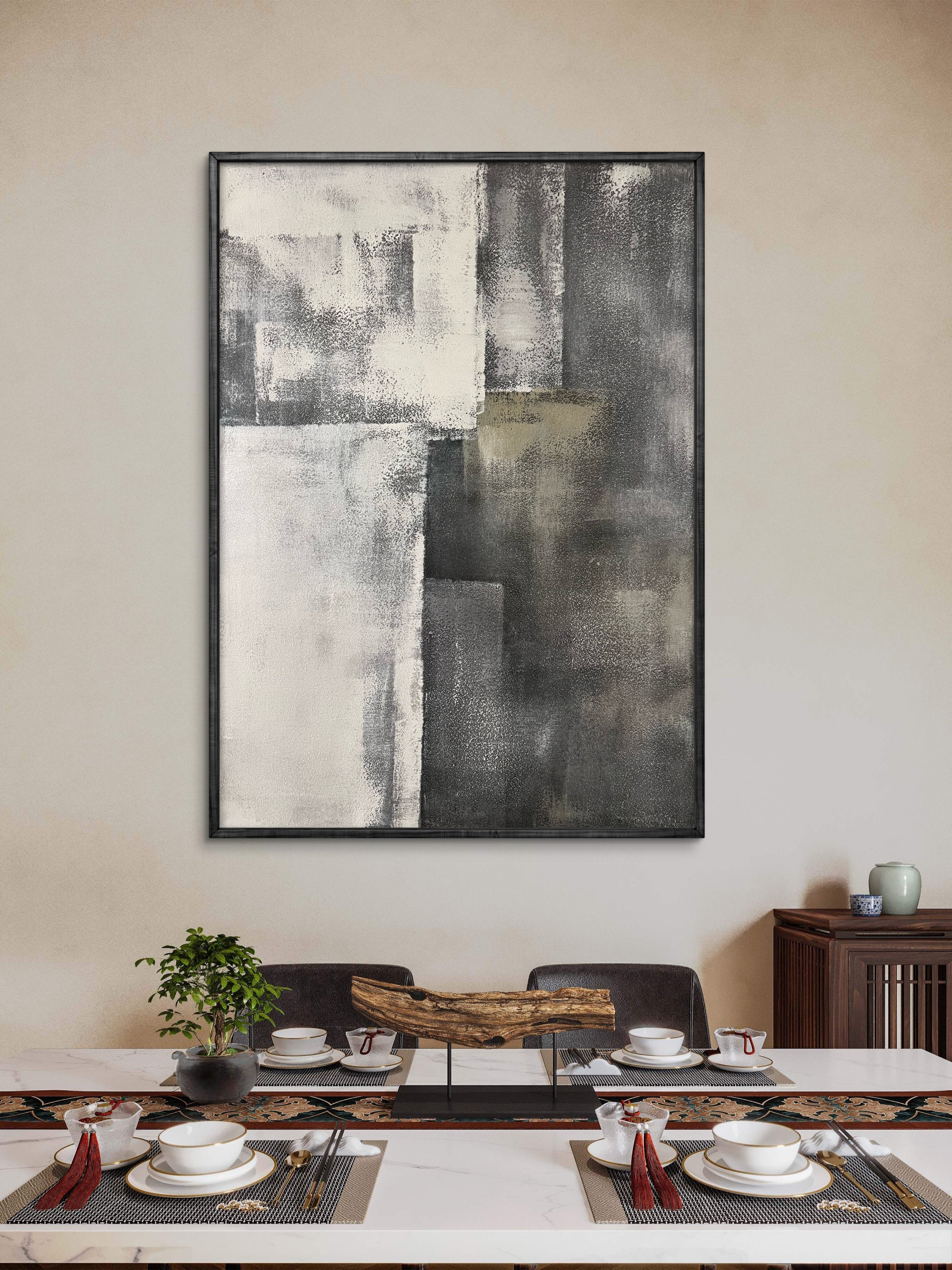 Urban Balance Texture / Textured Abstract Canvas Wall Art in Grey & Neutral Tones | Modern Home Décor
