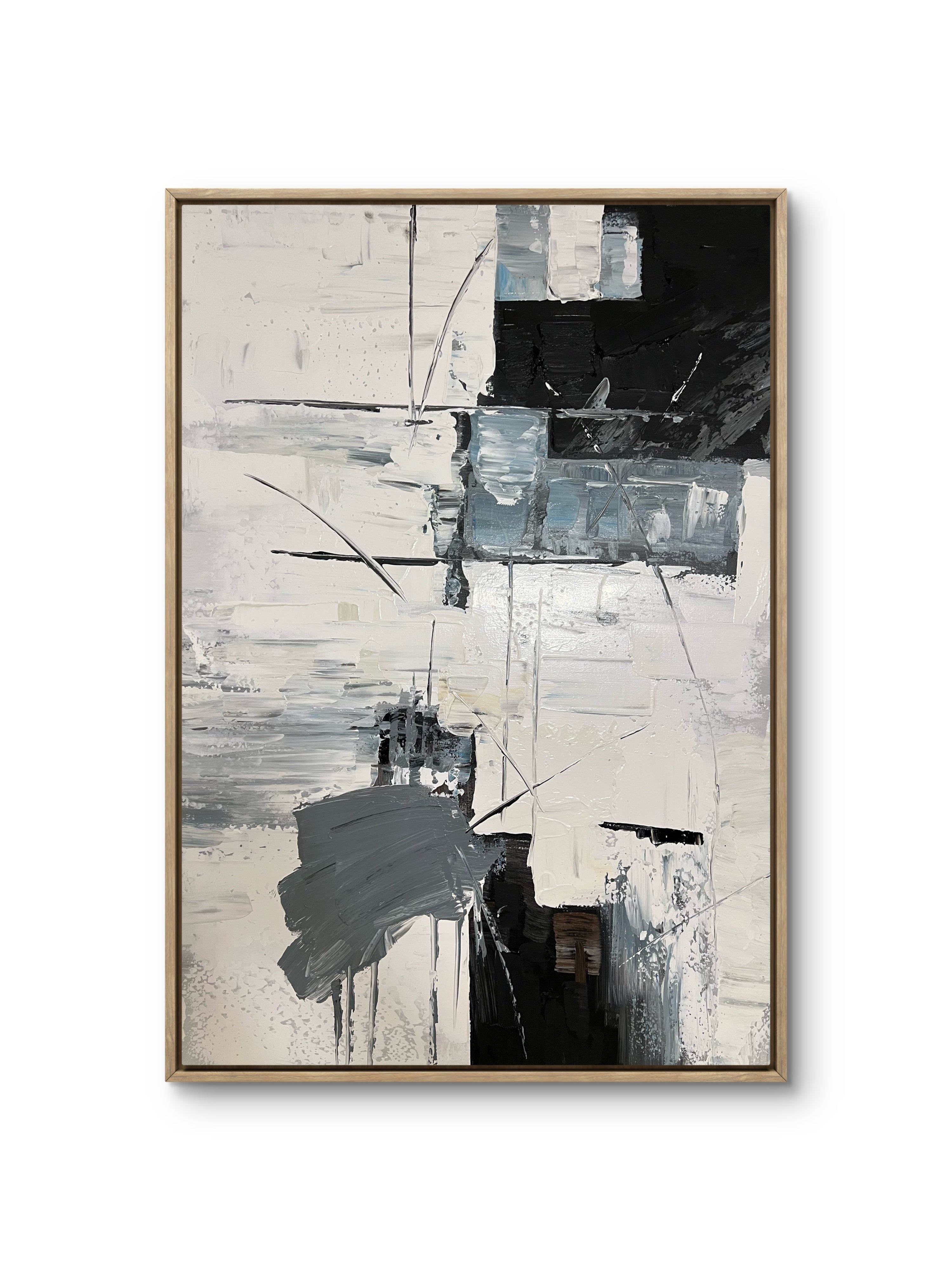 Structured Rhythm Texture / Textured Abstract Canvas Wall Art in Black, White & Grey | Modern Home Décor