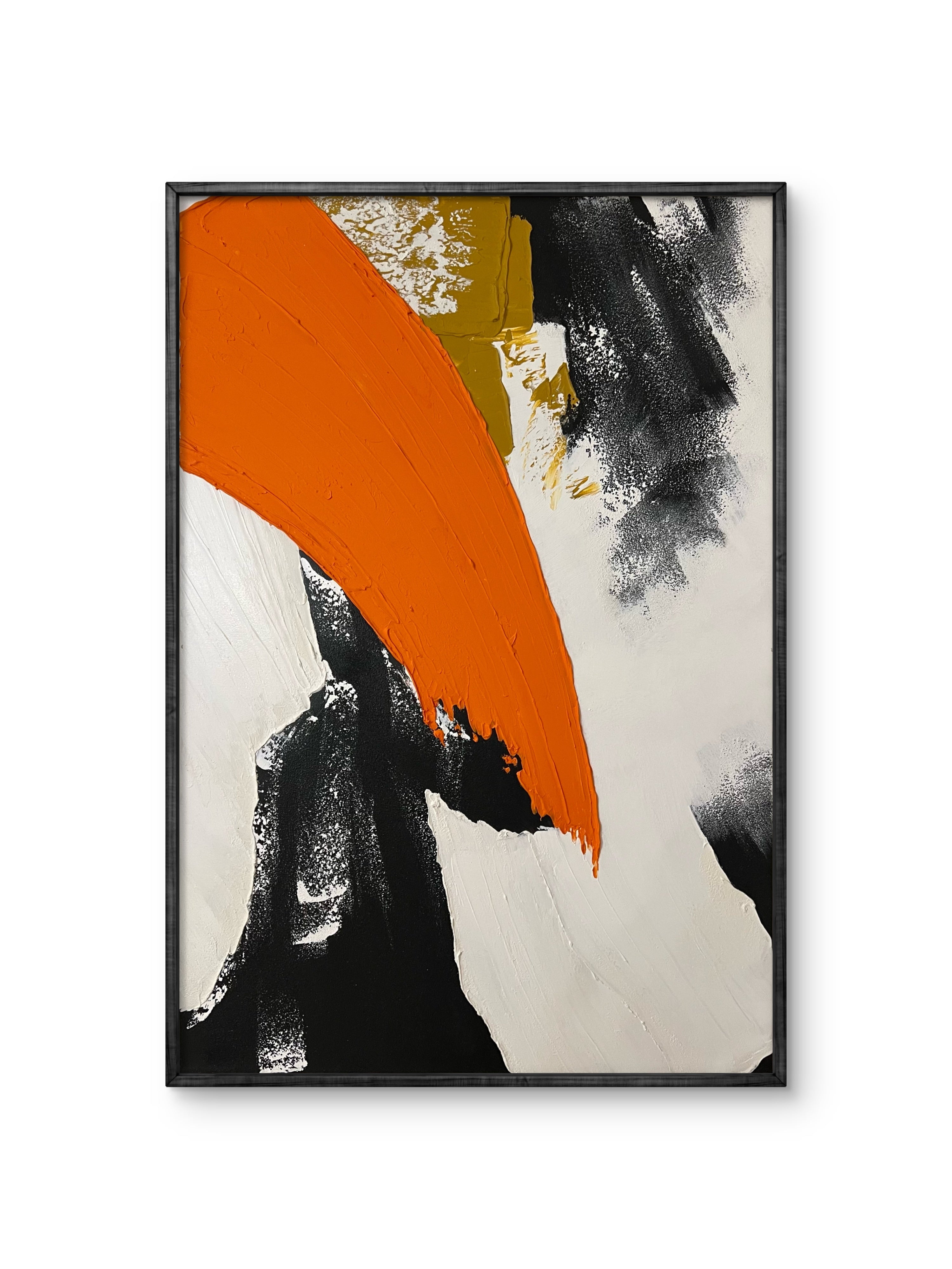 Amber Arc Texture / Textured Abstract Canvas Wall Art in Orange, Black & White | Modern Home Décor