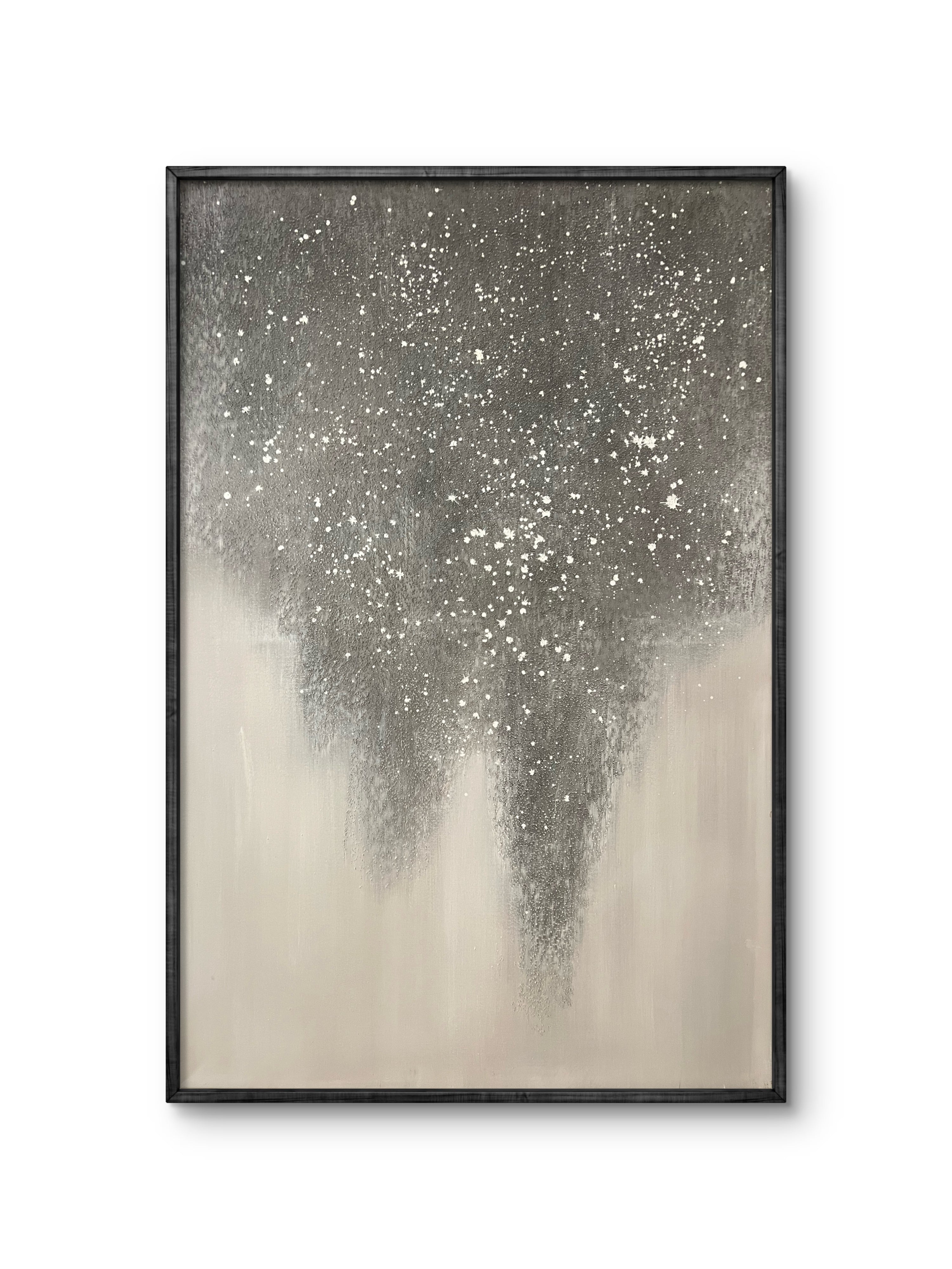 Falling Mist Texture / Textured Abstract Canvas Wall Art in Grey & Ivory | Modern Home Décor