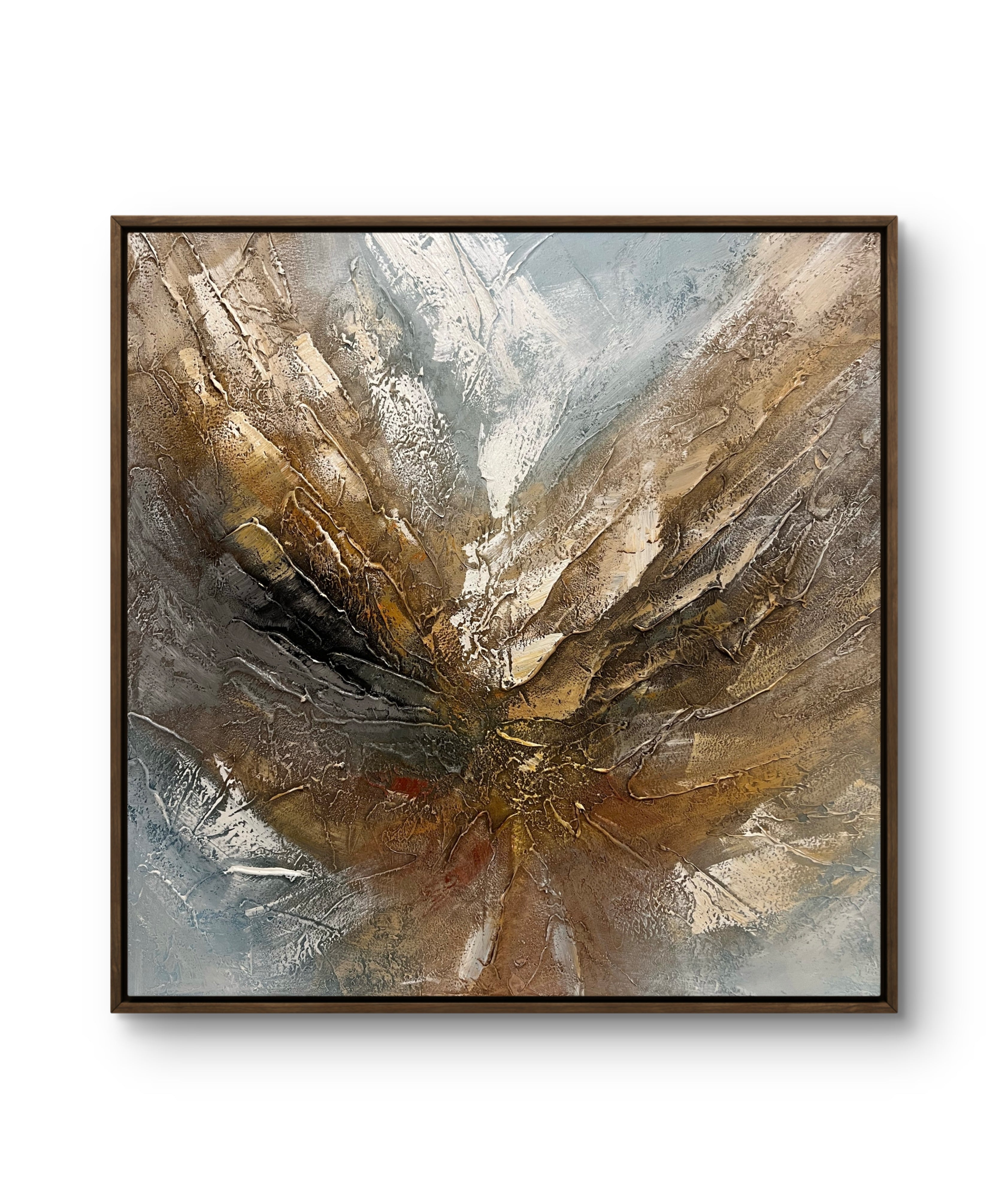 Radiant Core Texture / Textured Abstract Canvas Wall Art in Gold, Brown & Grey | Modern Home Décor