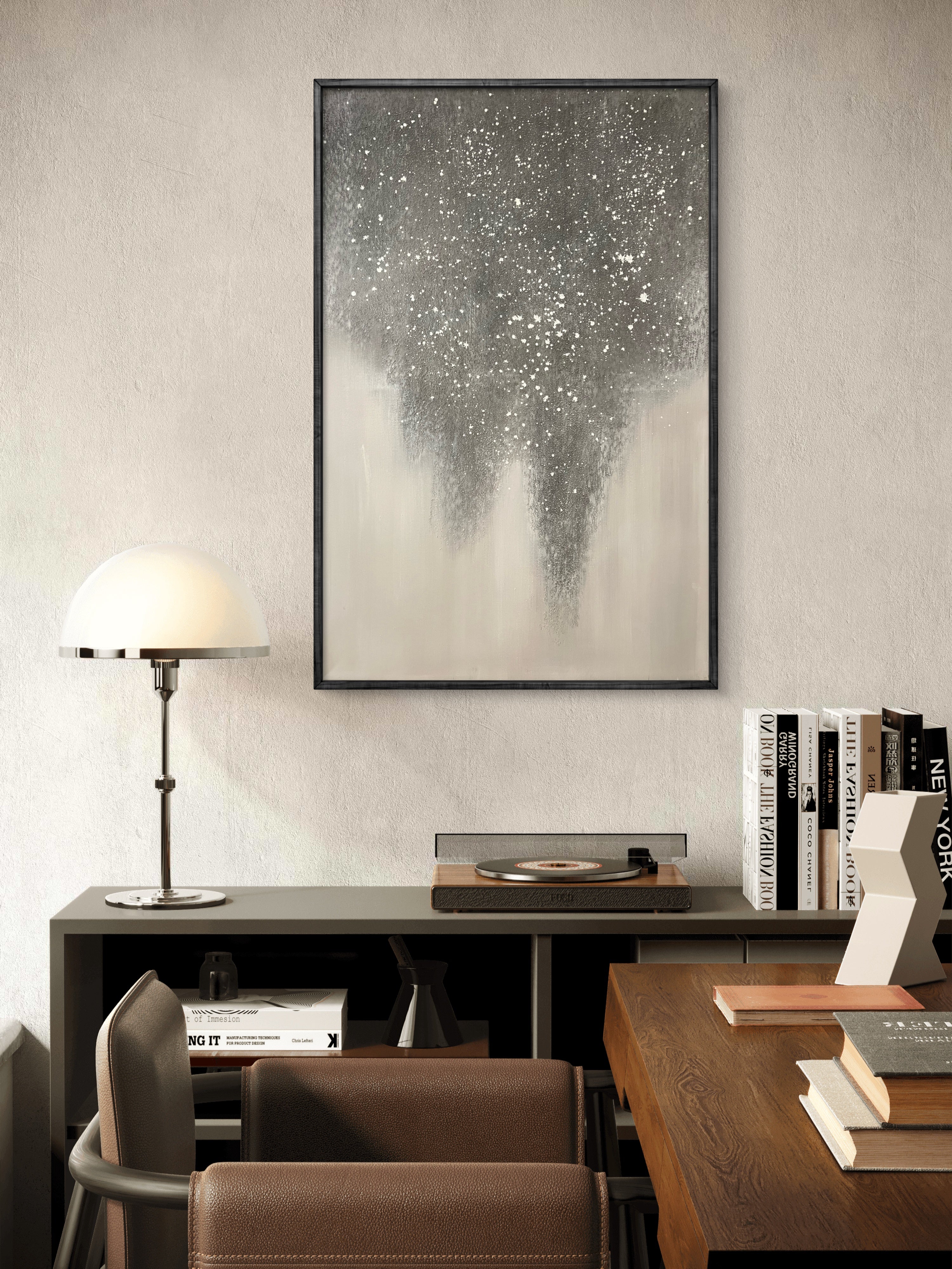 Falling Mist Texture / Textured Abstract Canvas Wall Art in Grey & Ivory | Modern Home Décor