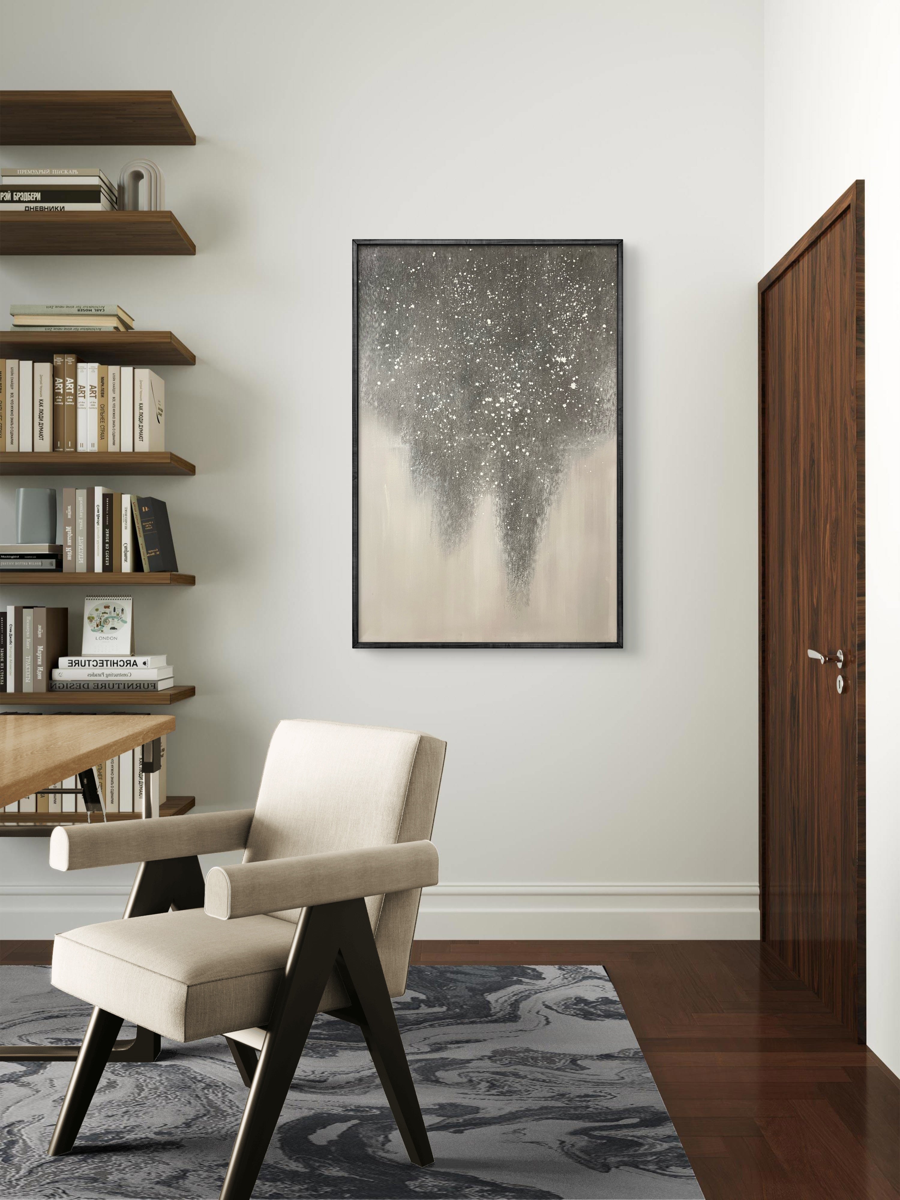 Falling Mist Texture / Textured Abstract Canvas Wall Art in Grey & Ivory | Modern Home Décor