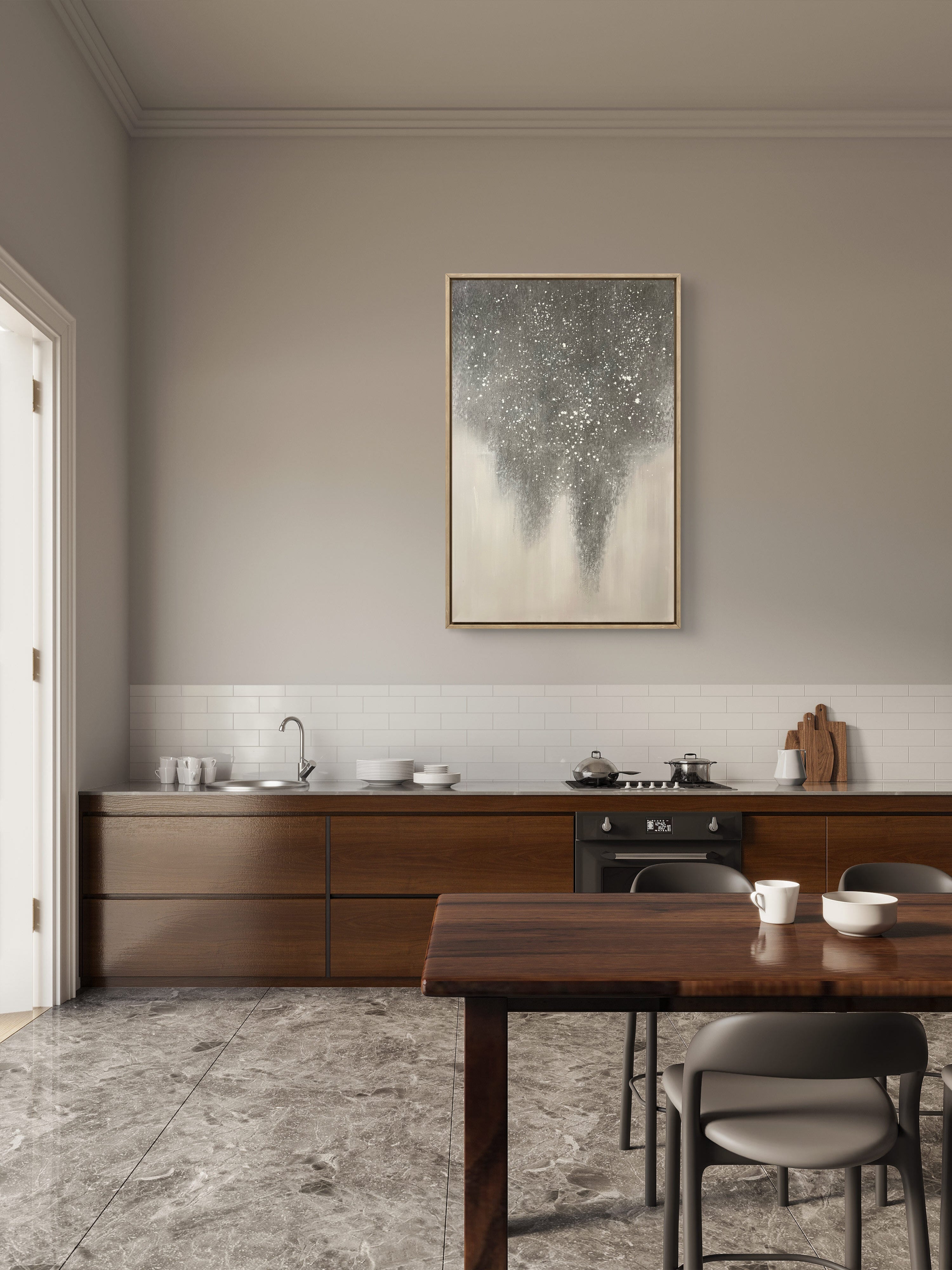 Falling Mist Texture / Textured Abstract Canvas Wall Art in Grey & Ivory | Modern Home Décor