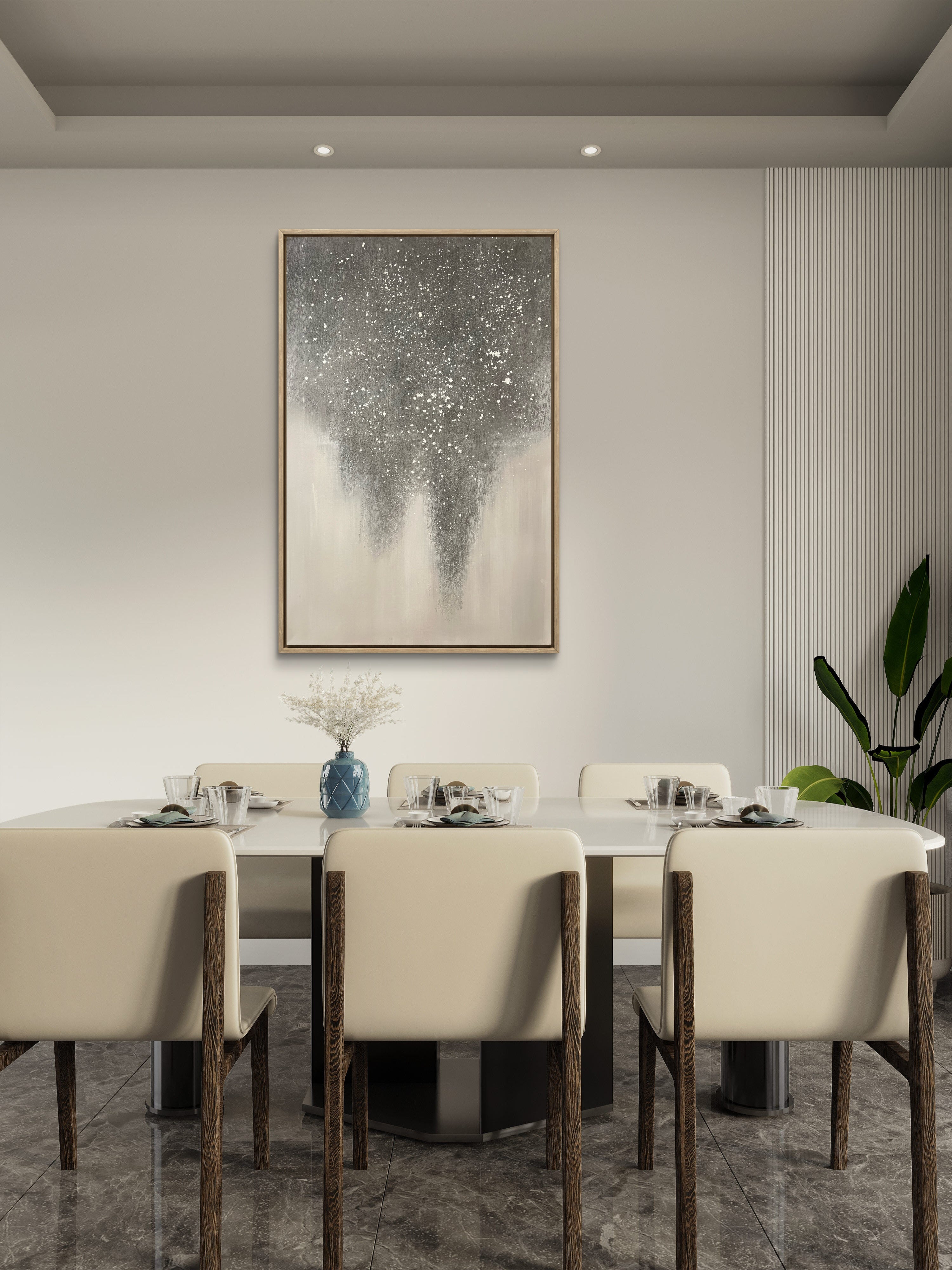 Falling Mist Texture / Textured Abstract Canvas Wall Art in Grey & Ivory | Modern Home Décor