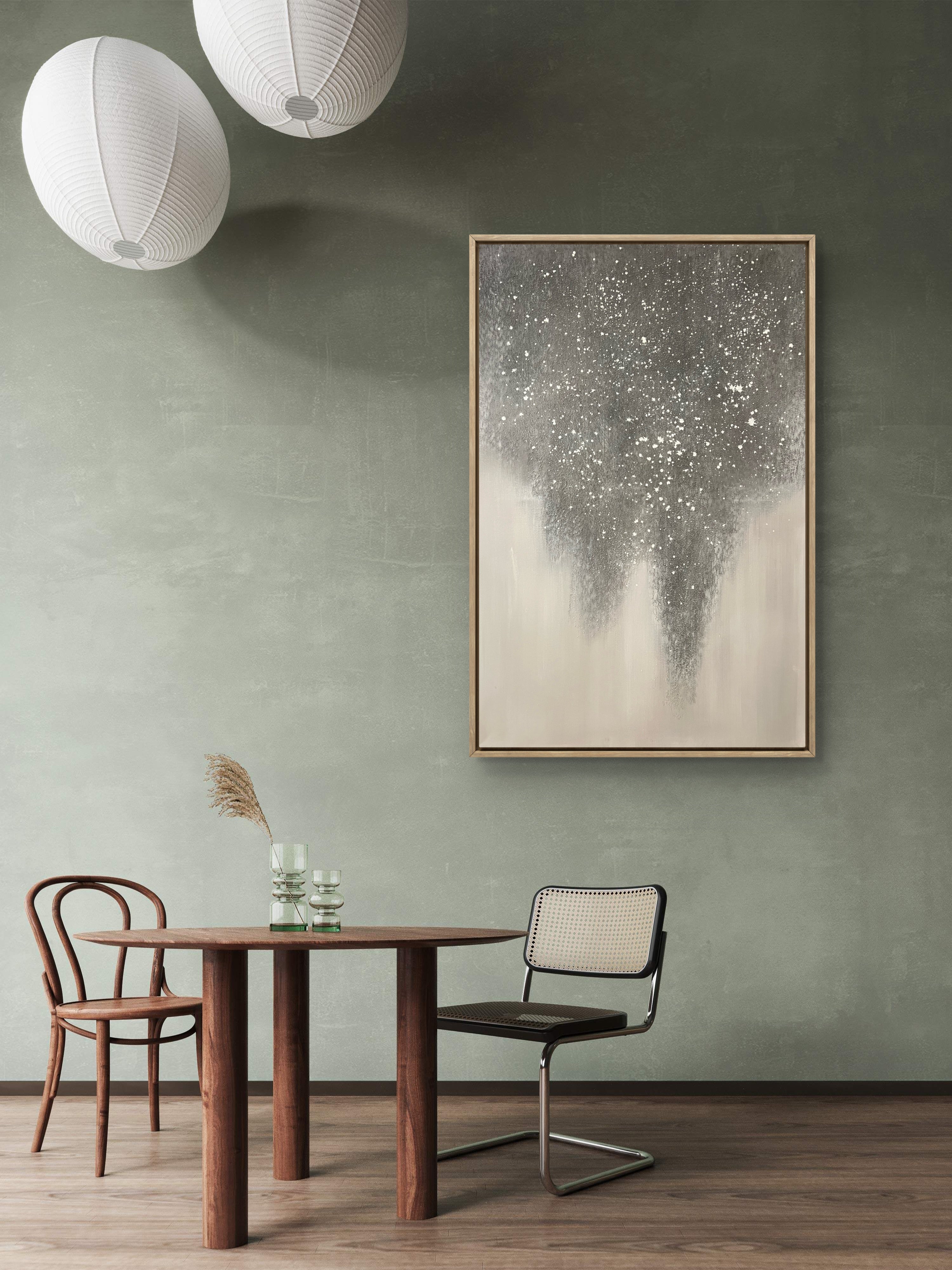 Falling Mist Texture / Textured Abstract Canvas Wall Art in Grey & Ivory | Modern Home Décor