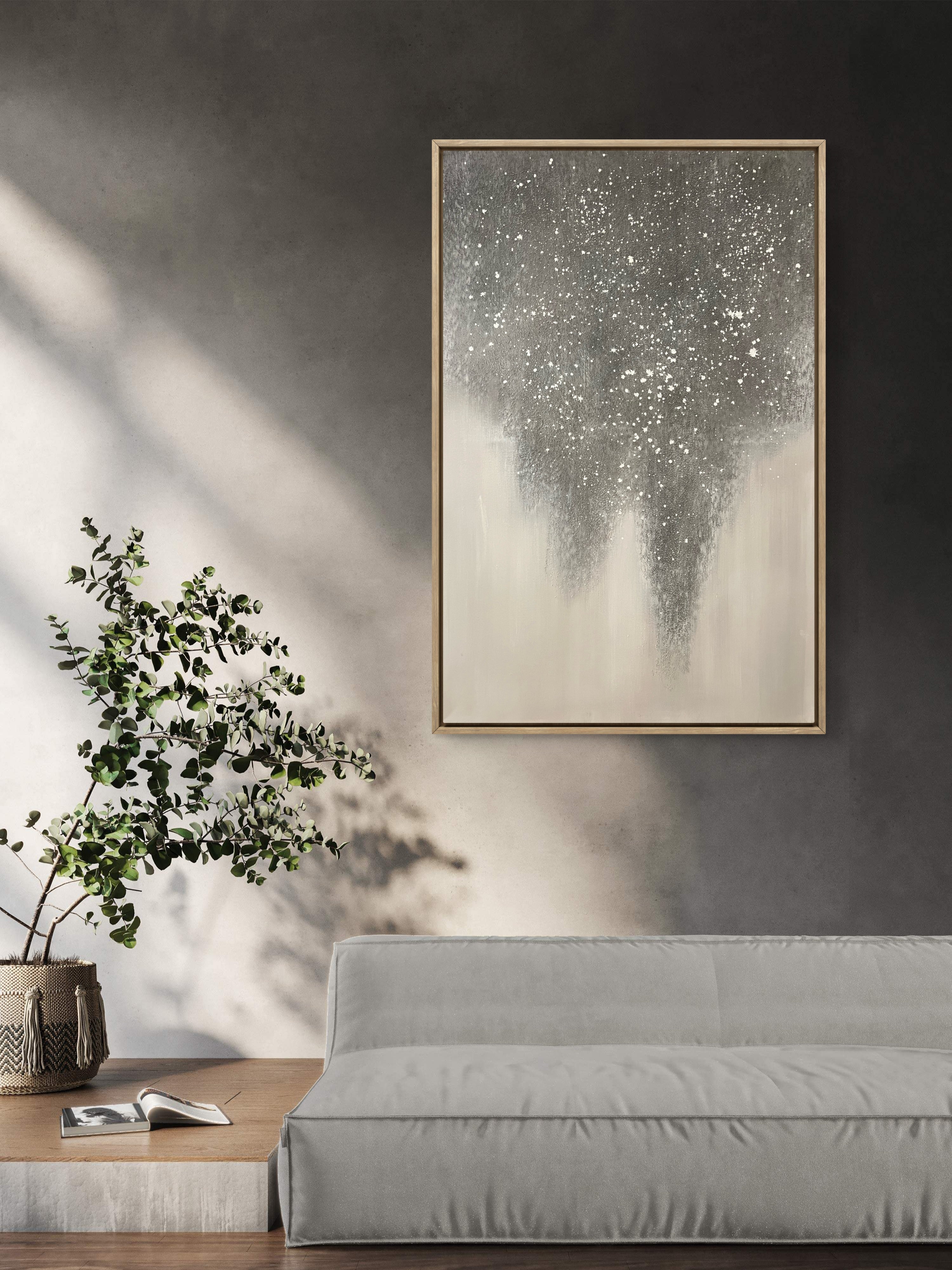 Falling Mist Texture / Textured Abstract Canvas Wall Art in Grey & Ivory | Modern Home Décor