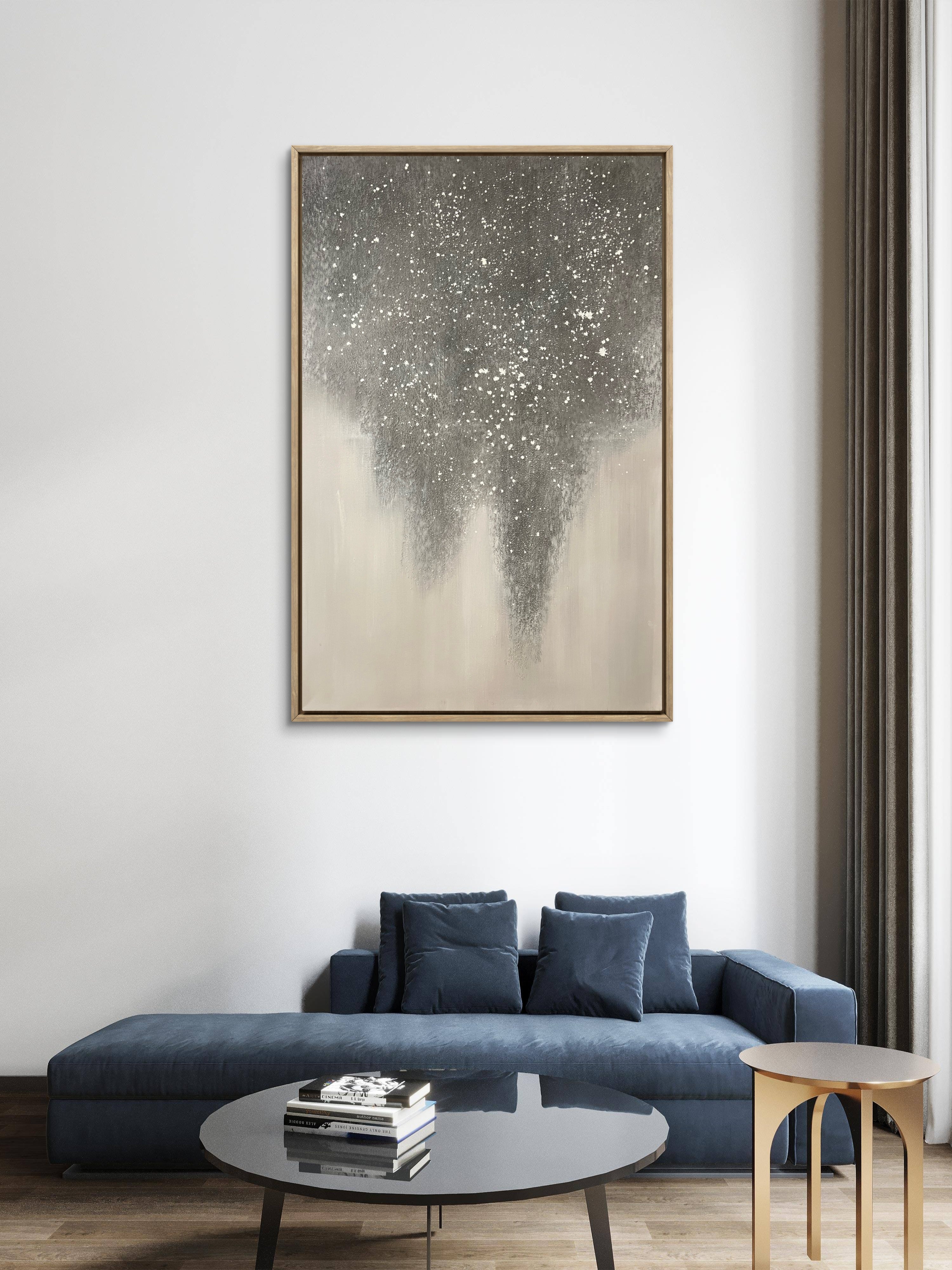 Falling Mist Texture / Textured Abstract Canvas Wall Art in Grey & Ivory | Modern Home Décor