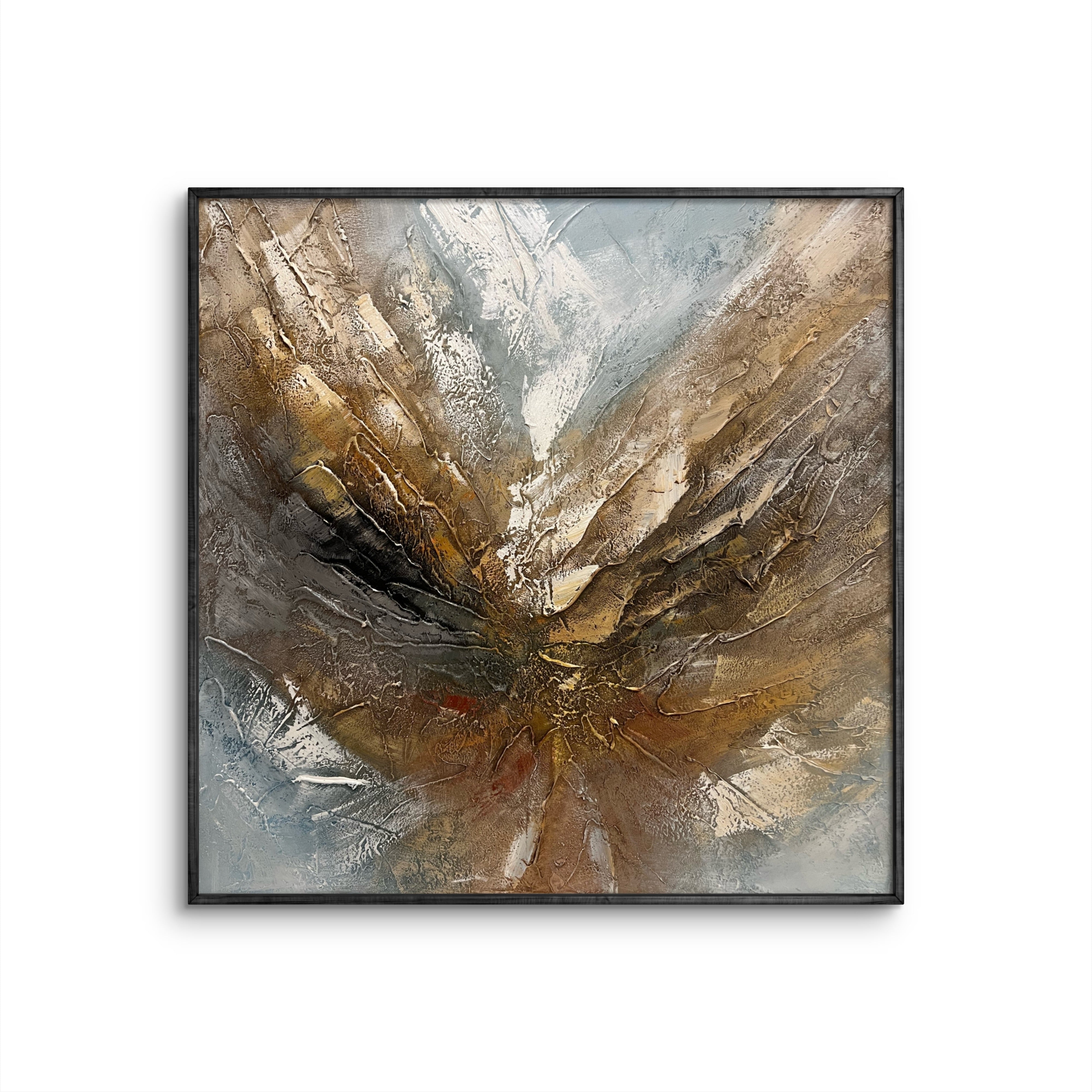 Radiant Core Texture / Textured Abstract Canvas Wall Art in Gold, Brown & Grey | Modern Home Décor