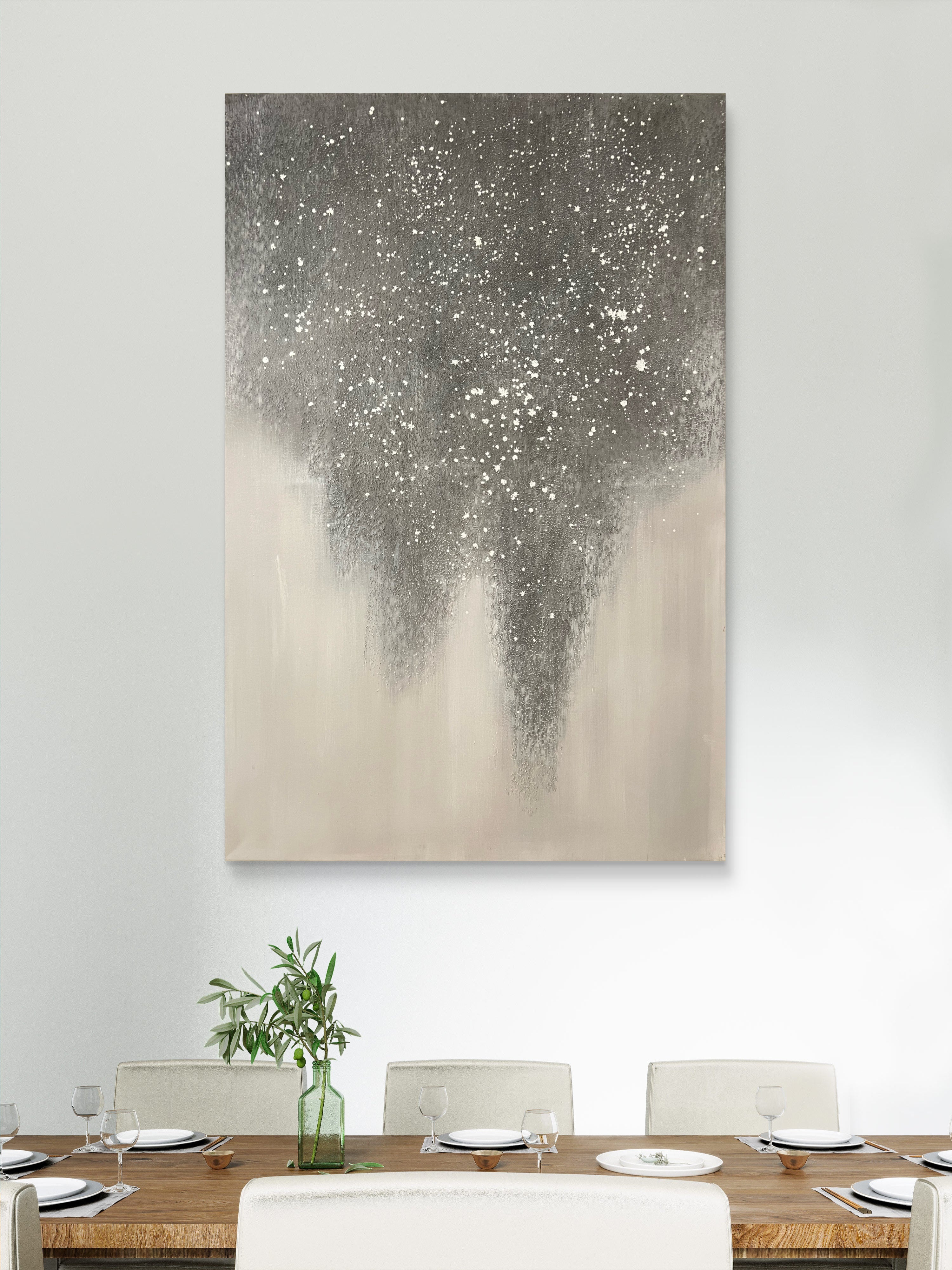 Falling Mist Texture / Textured Abstract Canvas Wall Art in Grey & Ivory | Modern Home Décor
