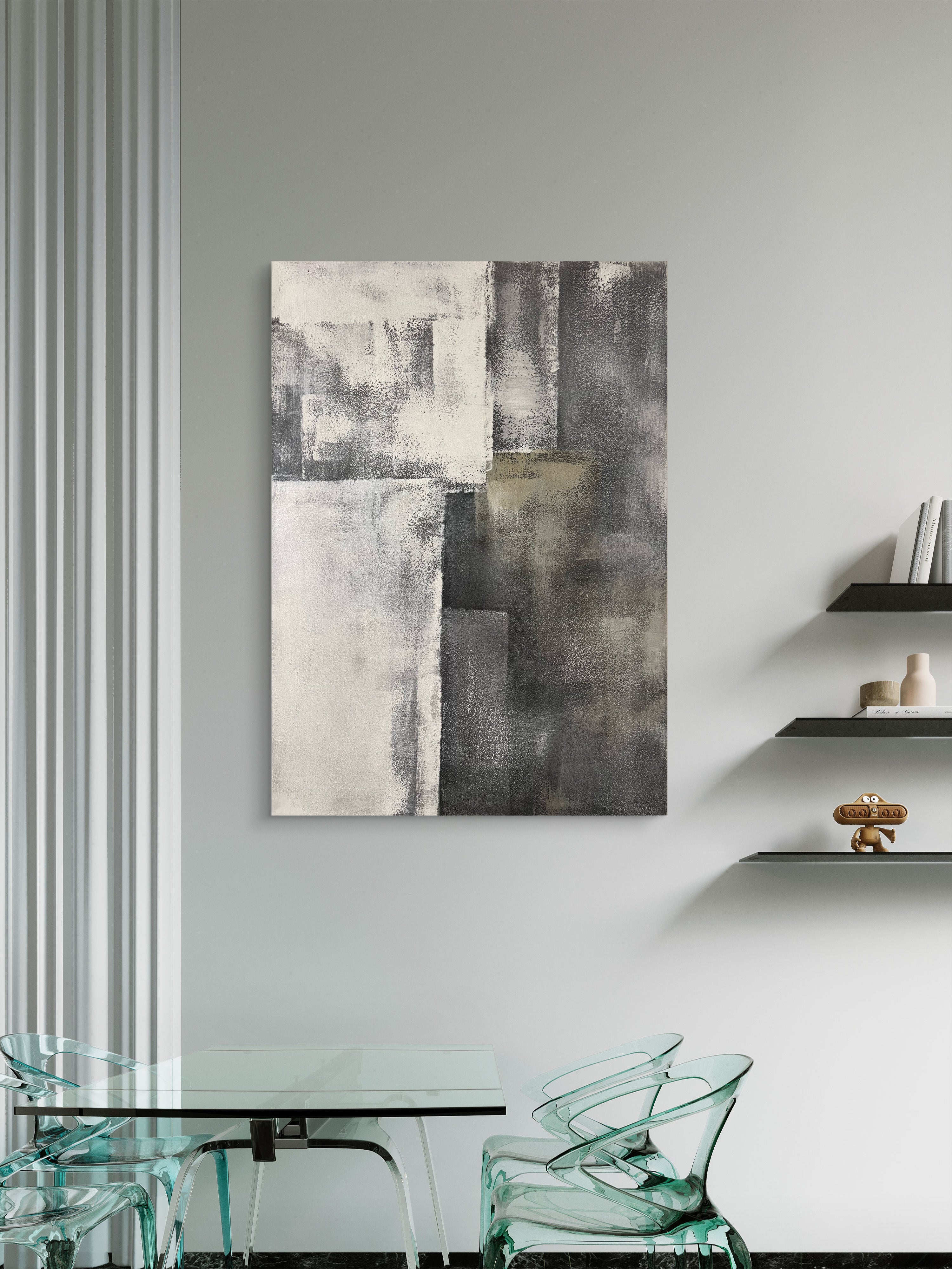 Urban Balance Texture / Textured Abstract Canvas Wall Art in Grey & Neutral Tones | Modern Home Décor