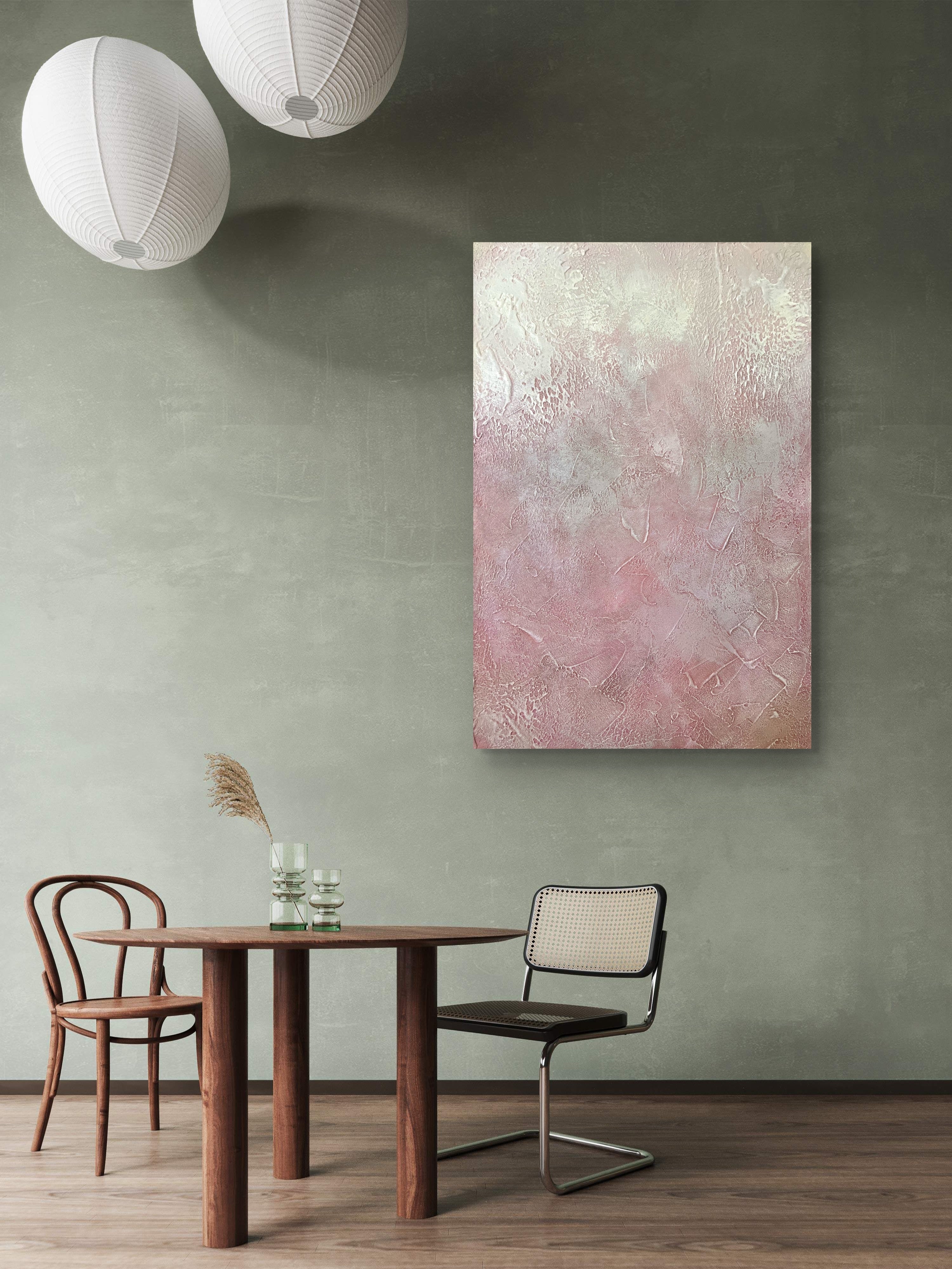 Blush Veil Texture / Textured Abstract Canvas Wall Art in Soft Blush & Neutral Tones | Modern Home Décor