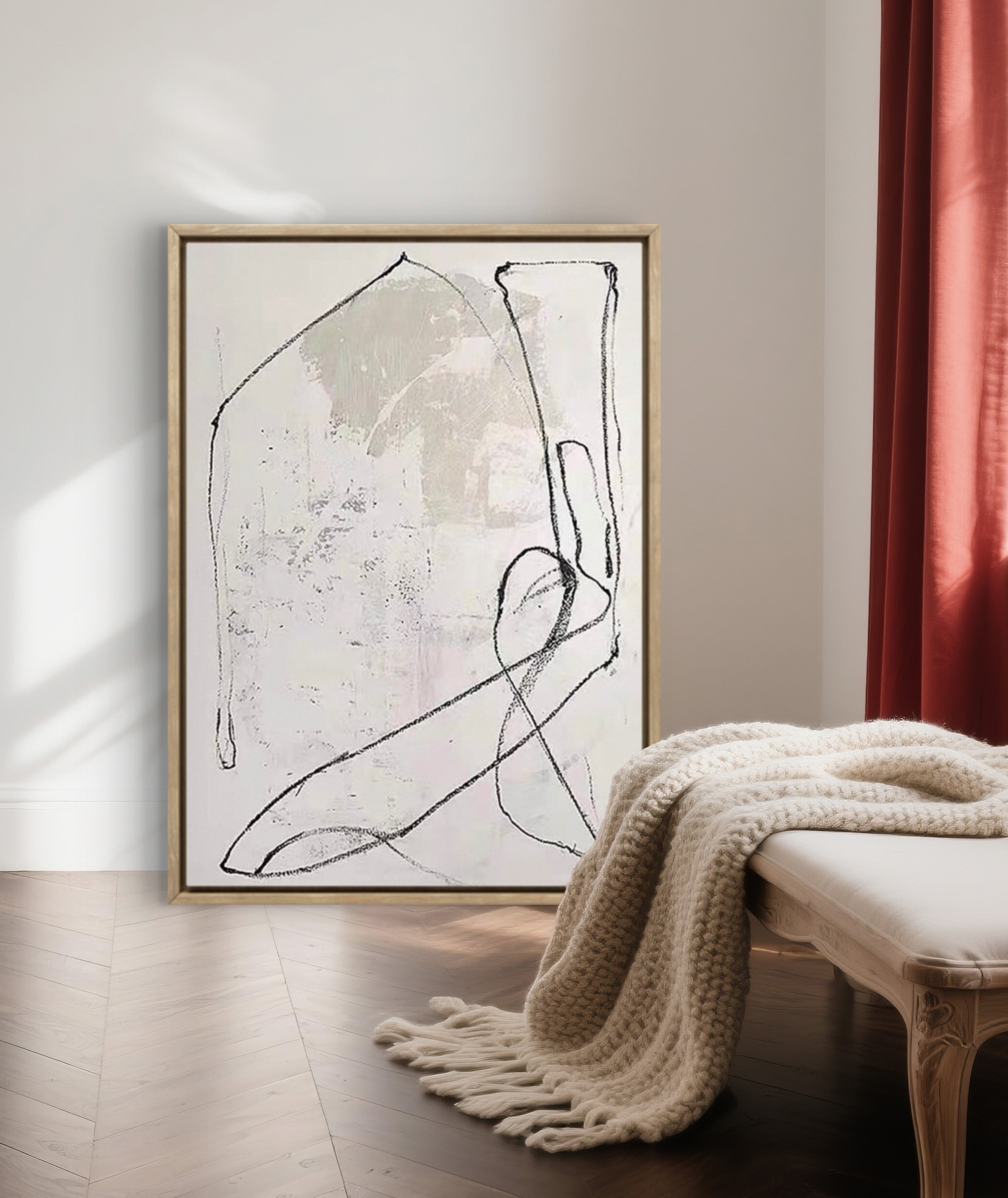 Quiet Line Texture / Minimalist Textured Line Art Canvas Wall Art in Neutral Tones | Modern Home Décor