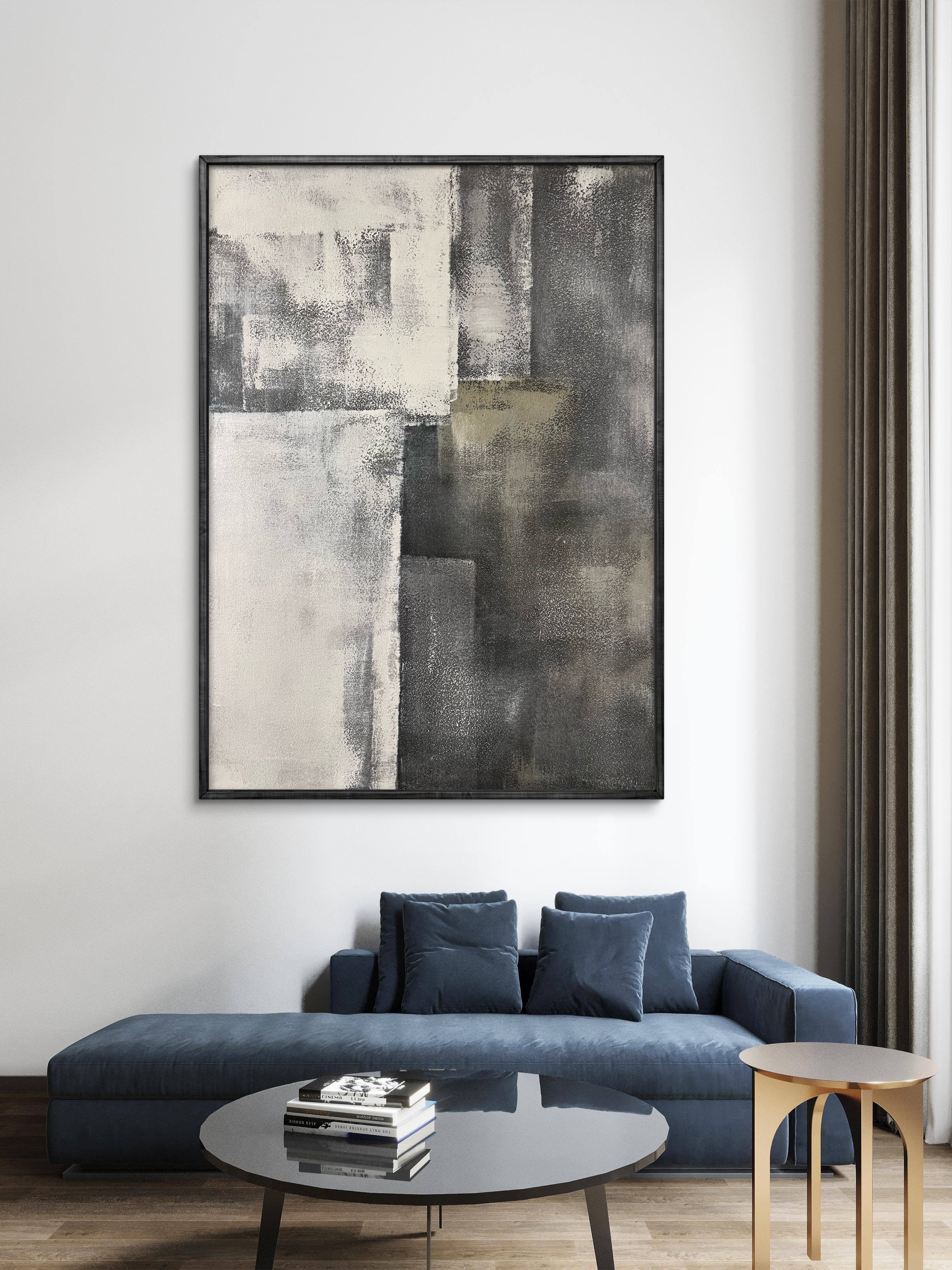 Urban Balance Texture / Textured Abstract Canvas Wall Art in Grey & Neutral Tones | Modern Home Décor