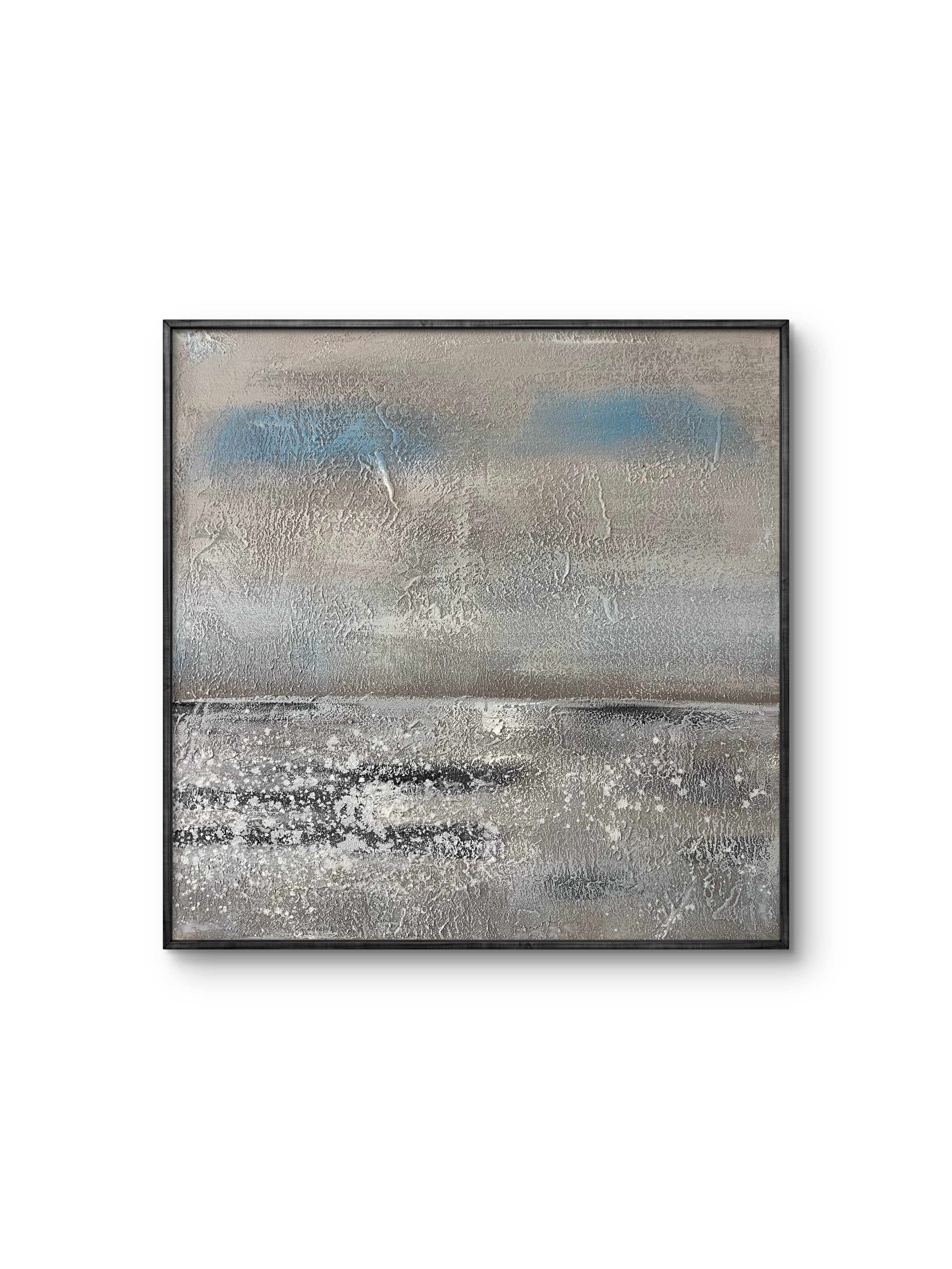 Quiet Shore Texture / Textured Abstract Canvas Wall Art in Soft Grey & Blue | Modern Home Décor