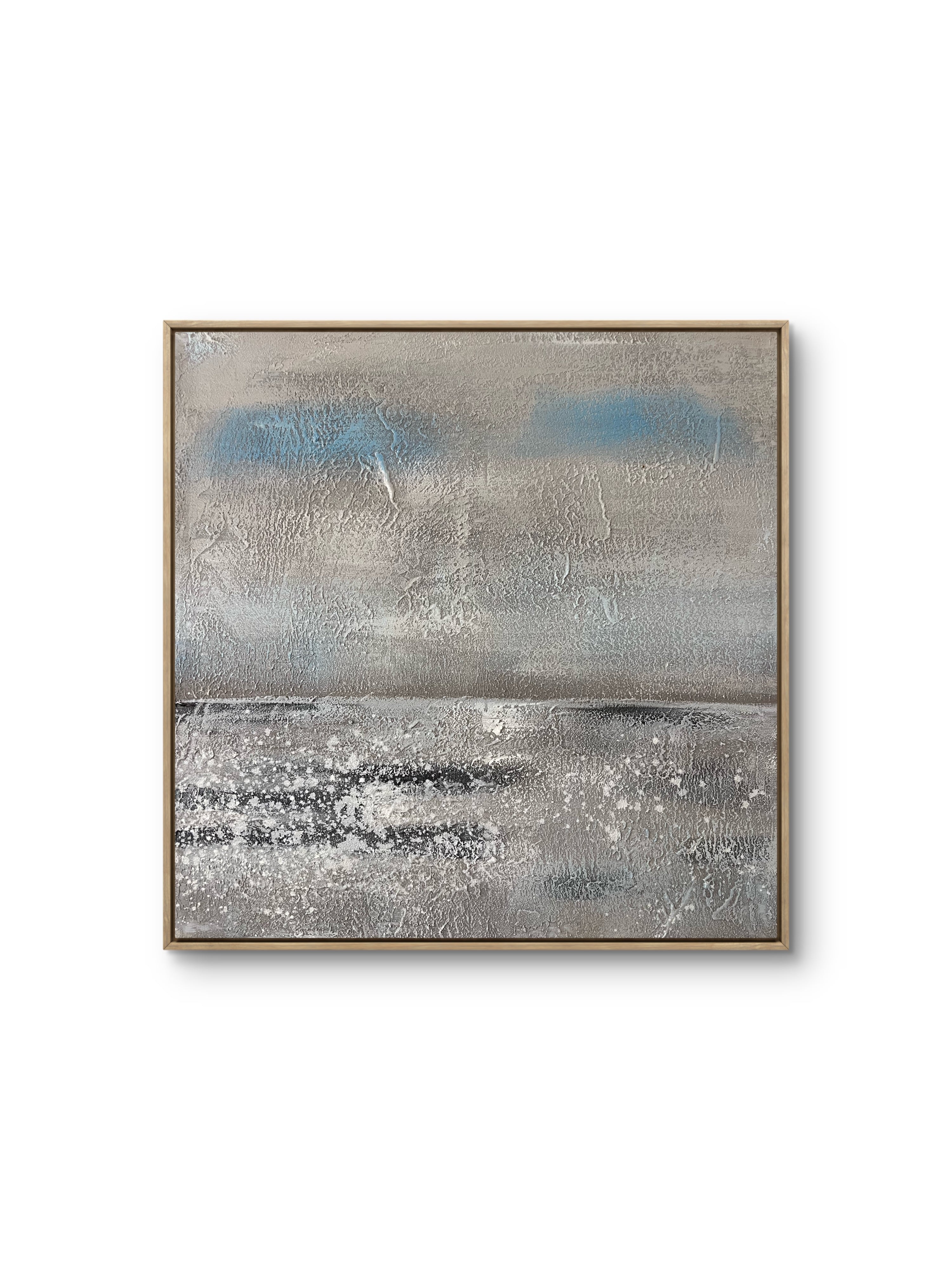 Quiet Shore Texture / Textured Abstract Canvas Wall Art in Soft Grey & Blue | Modern Home Décor
