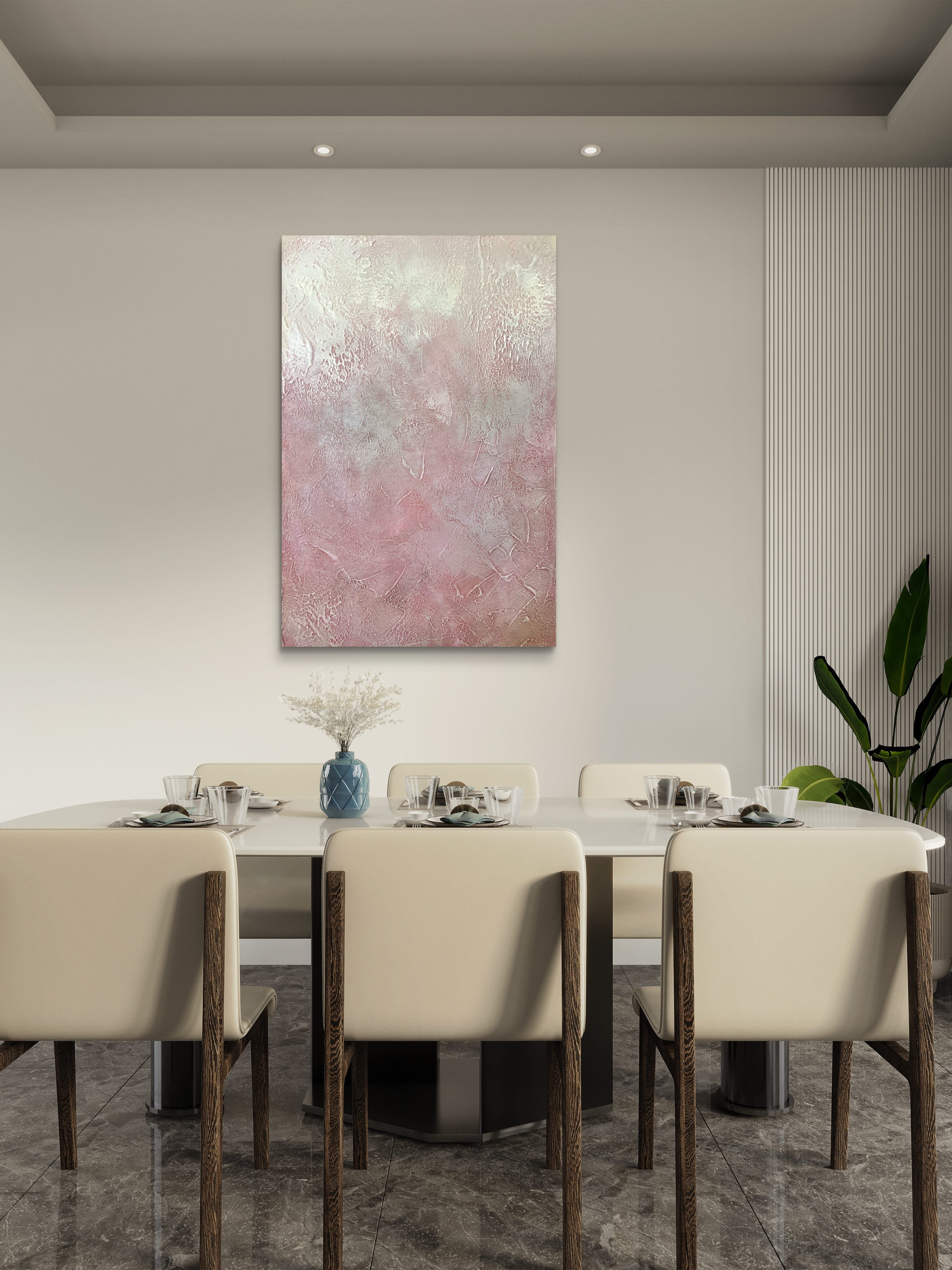 Blush Veil Texture / Textured Abstract Canvas Wall Art in Soft Blush & Neutral Tones | Modern Home Décor