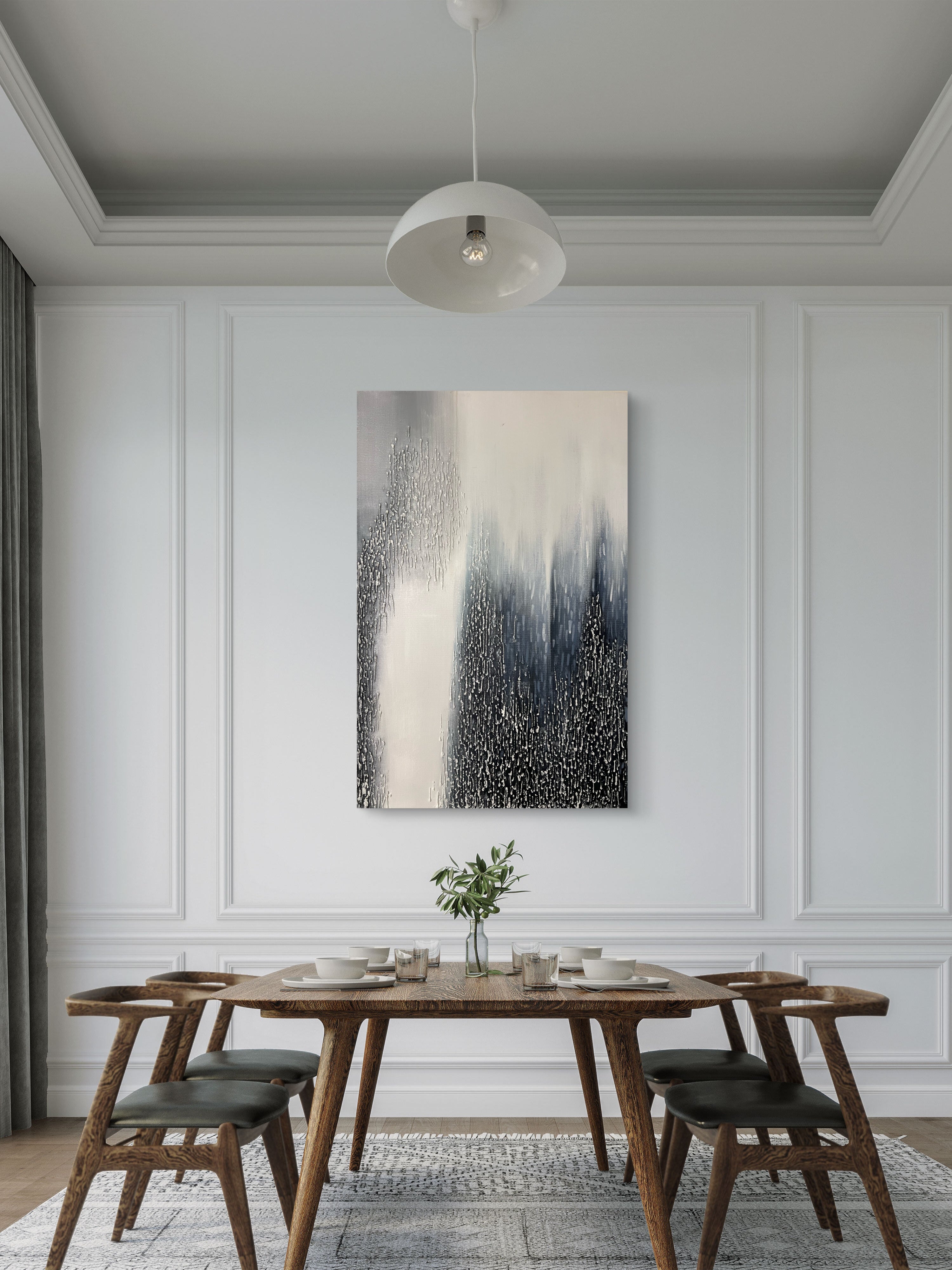 Vertical Drift Texture / Textured Abstract Canvas Wall Art in Black, White & Grey | Modern Home Décor