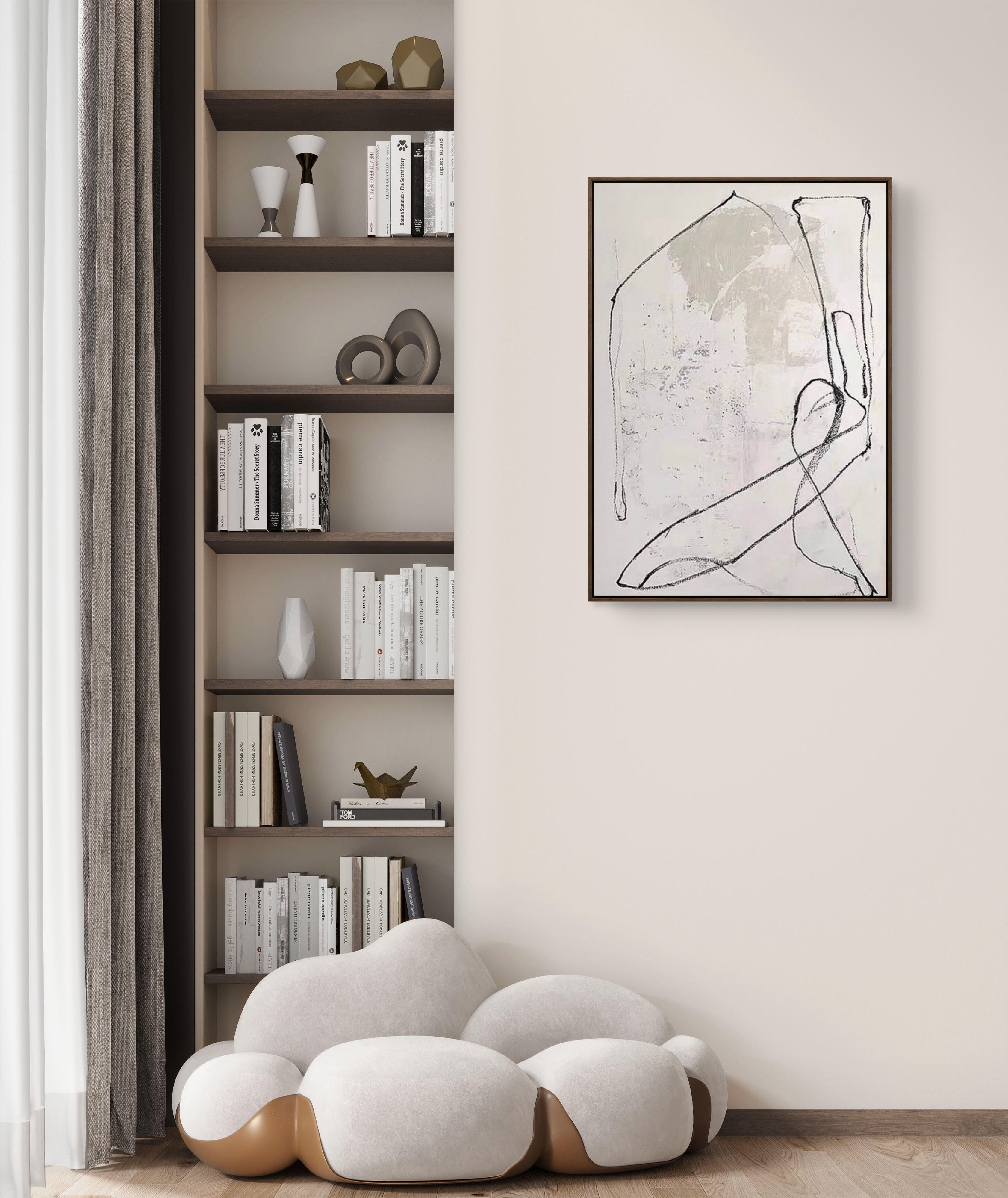 Quiet Line Texture / Minimalist Textured Line Art Canvas Wall Art in Neutral Tones | Modern Home Décor