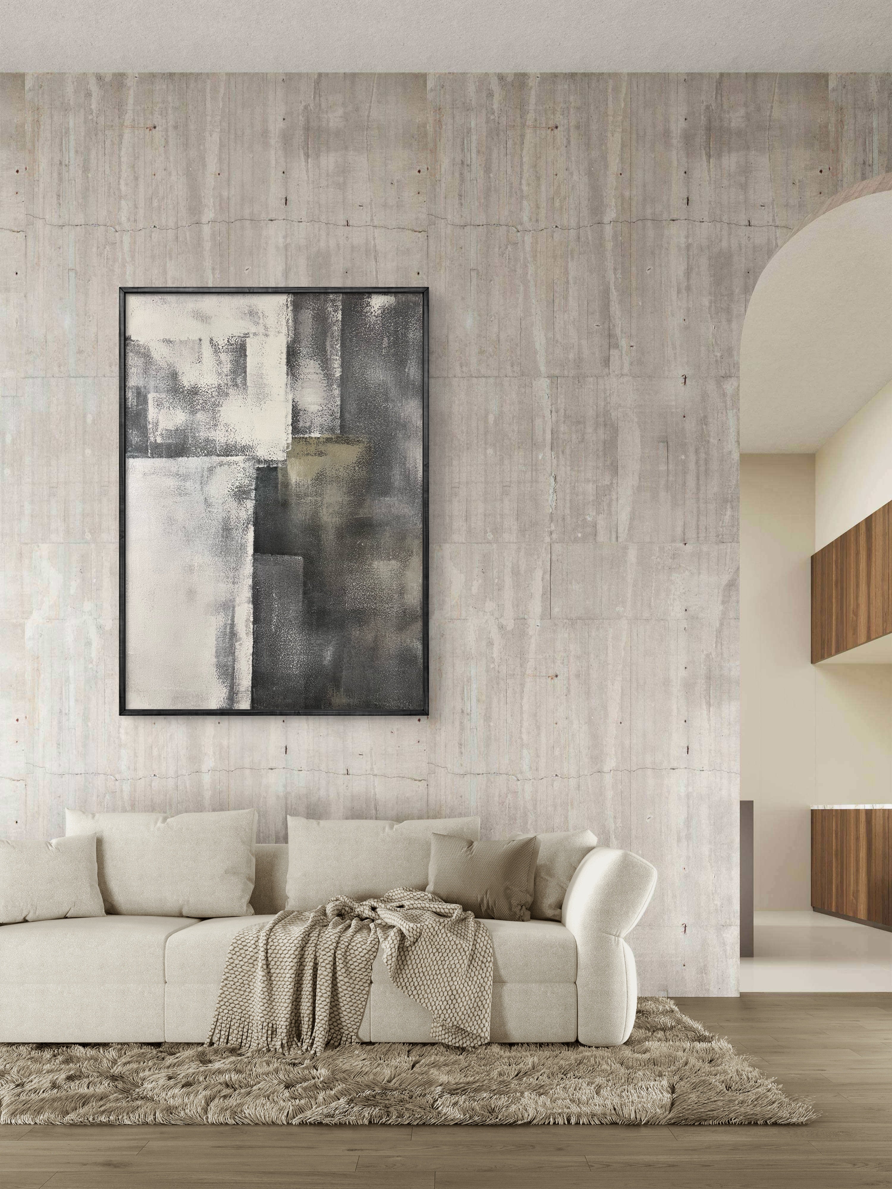 Urban Balance Texture / Textured Abstract Canvas Wall Art in Grey & Neutral Tones | Modern Home Décor