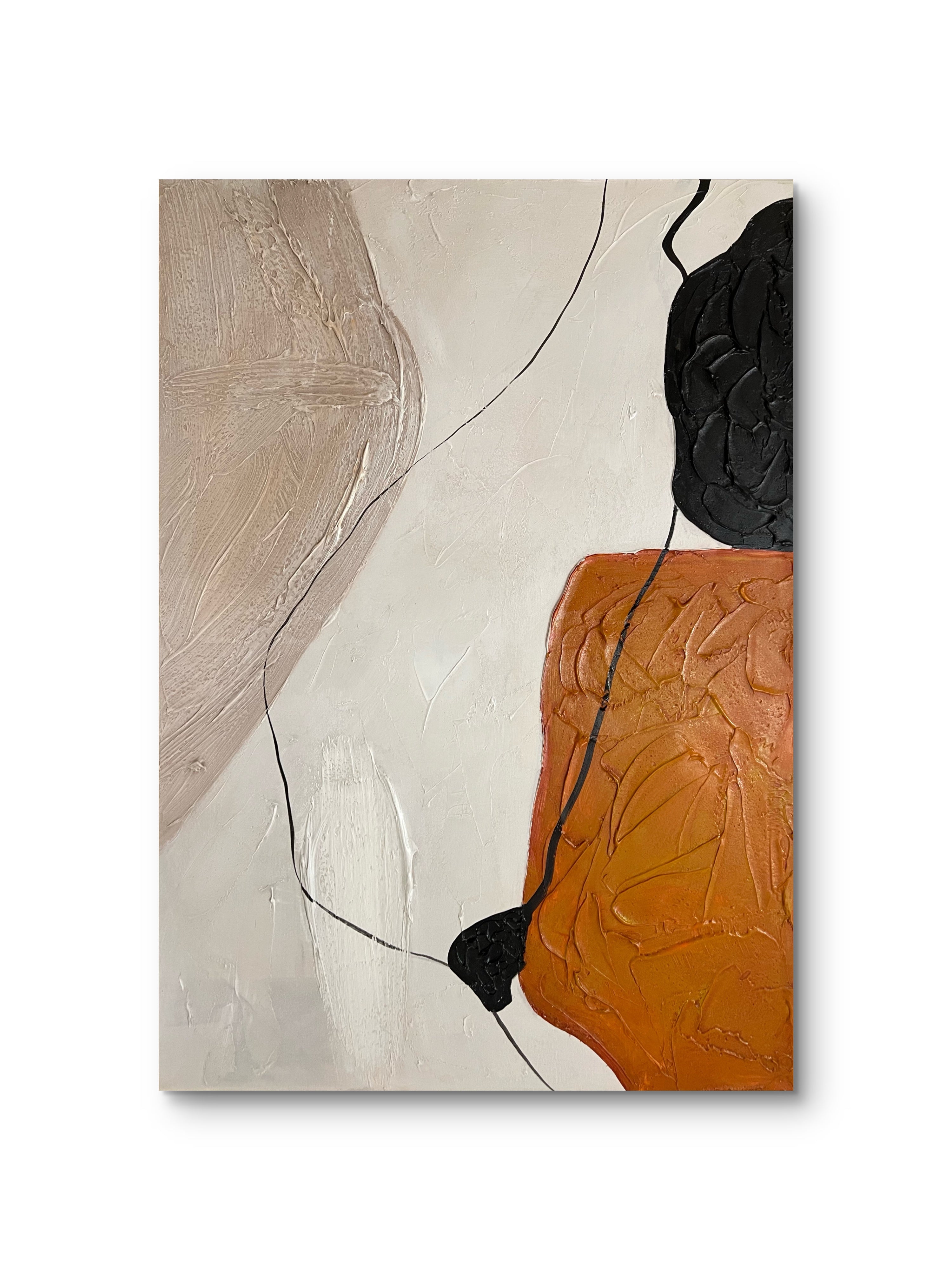 Terracotta Balance Texture / Textured Abstract Canvas Wall Art in Terracotta, Black & Neutral | Modern Home Décor