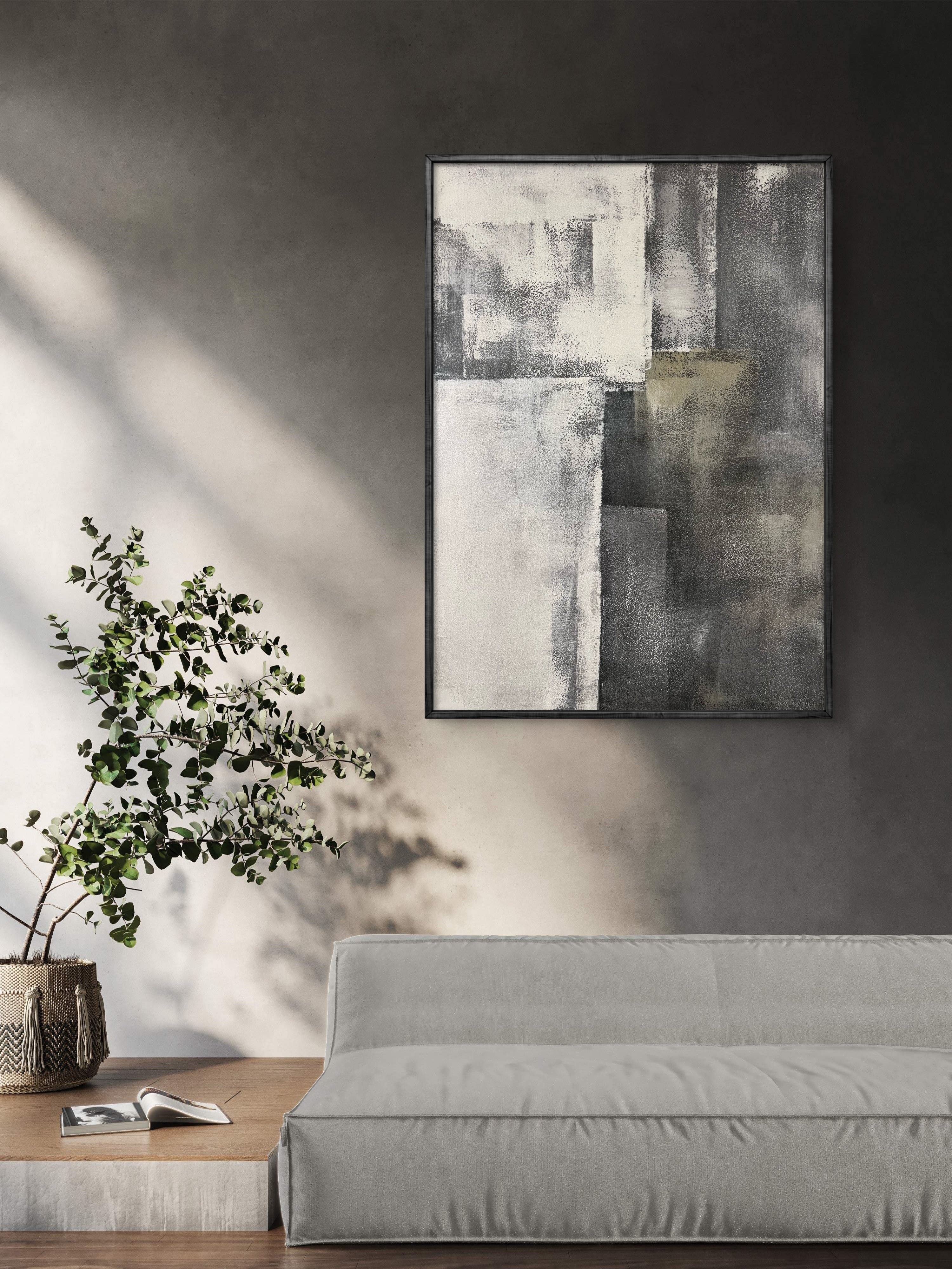 Urban Balance Texture / Textured Abstract Canvas Wall Art in Grey & Neutral Tones | Modern Home Décor