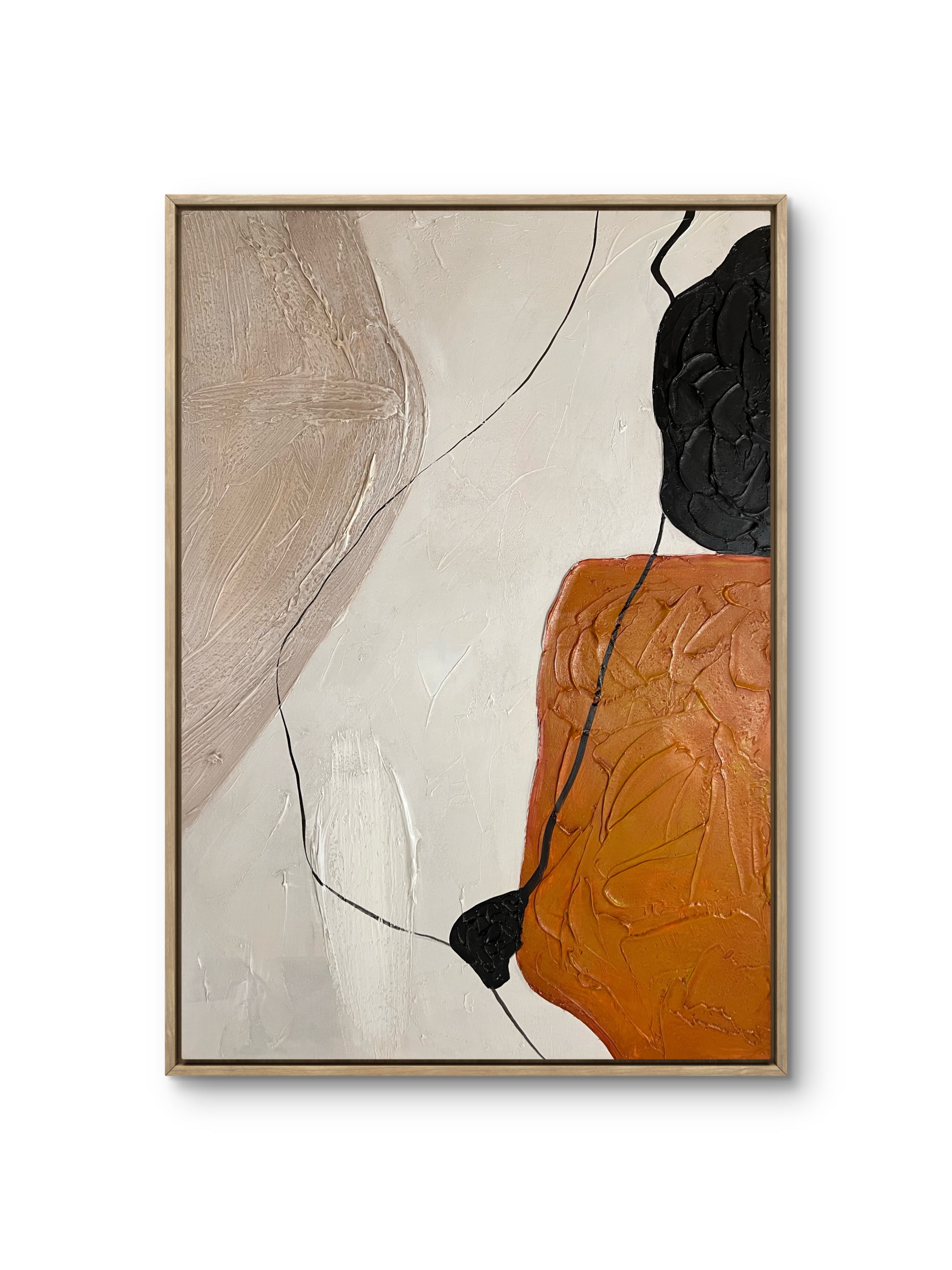 Terracotta Balance Texture / Textured Abstract Canvas Wall Art in Terracotta, Black & Neutral | Modern Home Décor