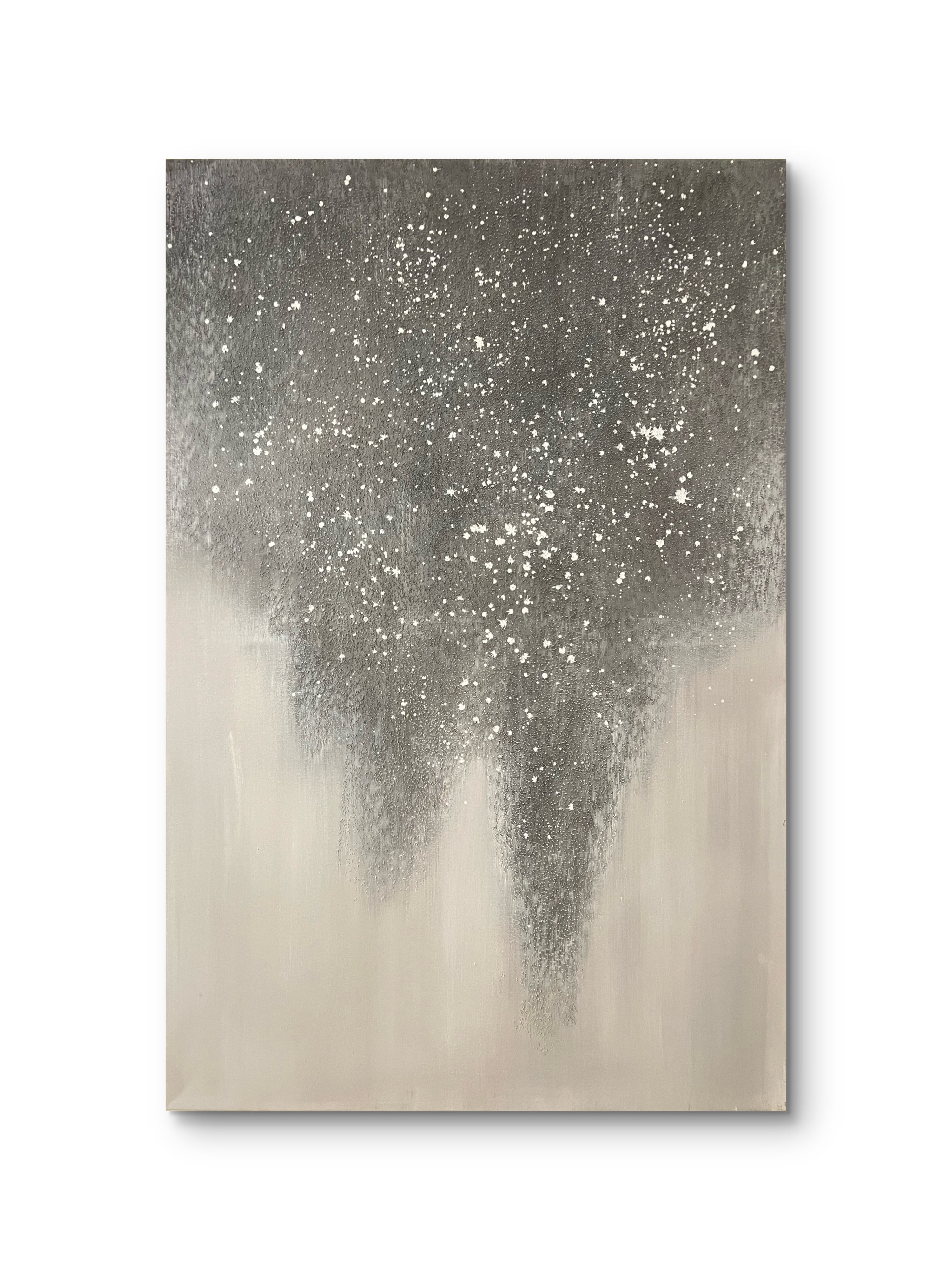 Falling Mist Texture / Textured Abstract Canvas Wall Art in Grey & Ivory | Modern Home Décor