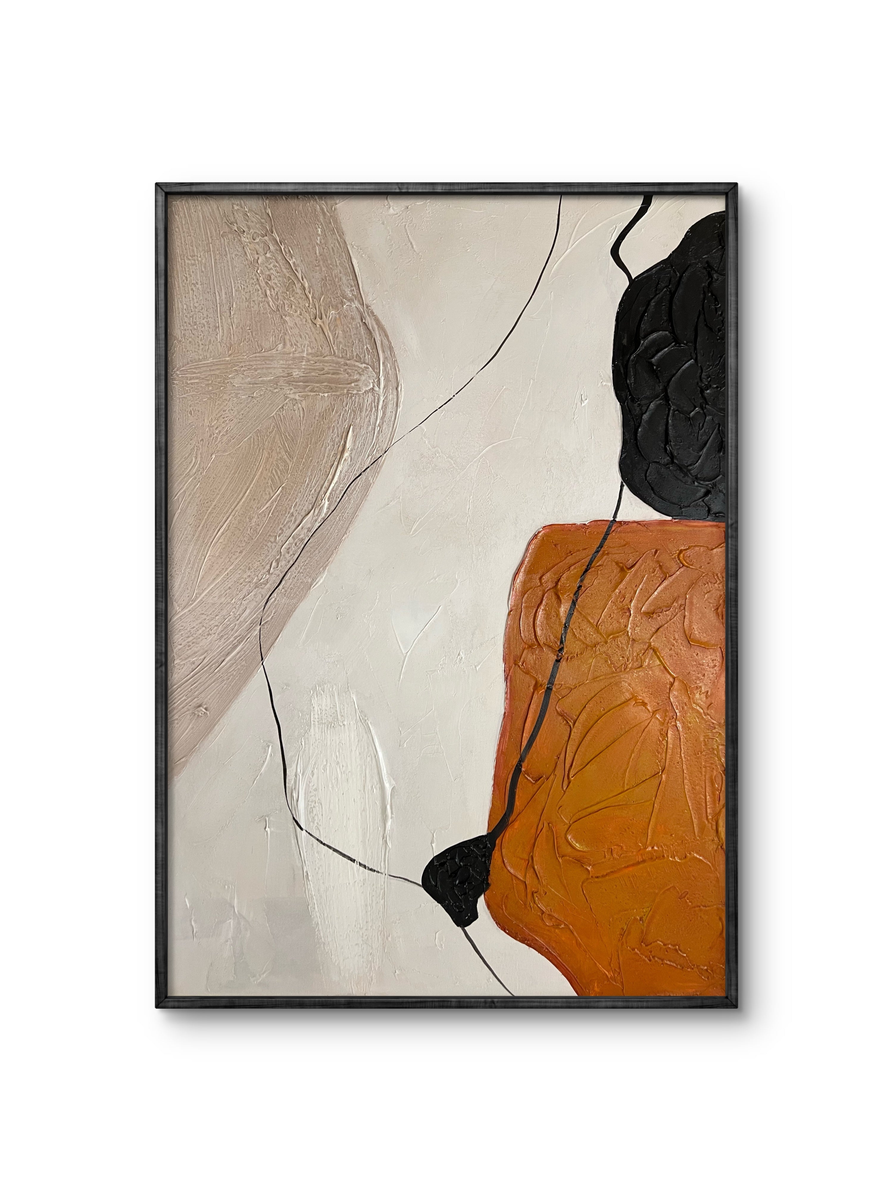 Terracotta Balance Texture / Textured Abstract Canvas Wall Art in Terracotta, Black & Neutral | Modern Home Décor