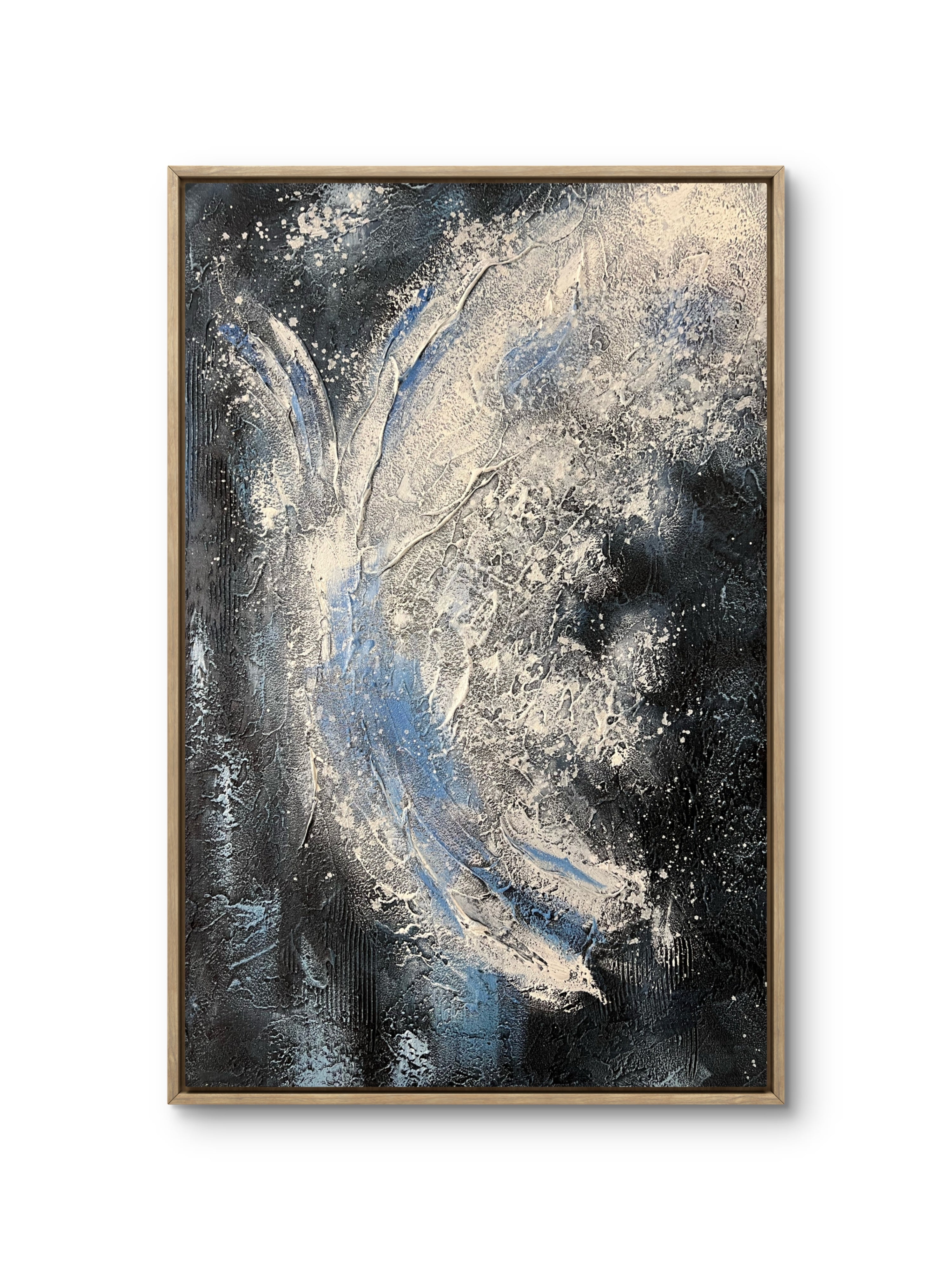 Midnight Flow Texture / Textured Abstract Canvas Wall Art in Black, Blue & Ivory | Modern Home Décor