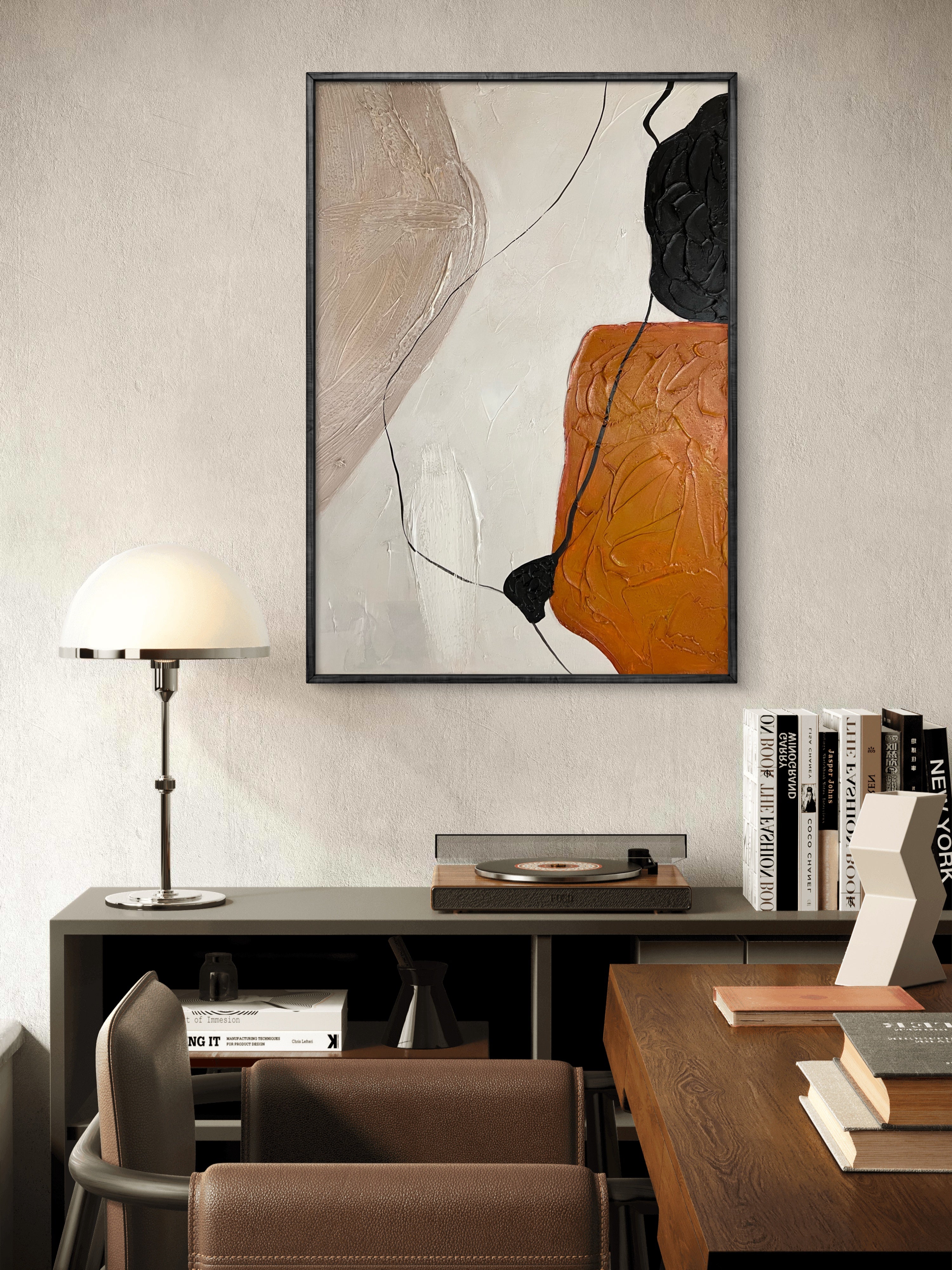 Terracotta Balance Texture / Textured Abstract Canvas Wall Art in Terracotta, Black & Neutral | Modern Home Décor