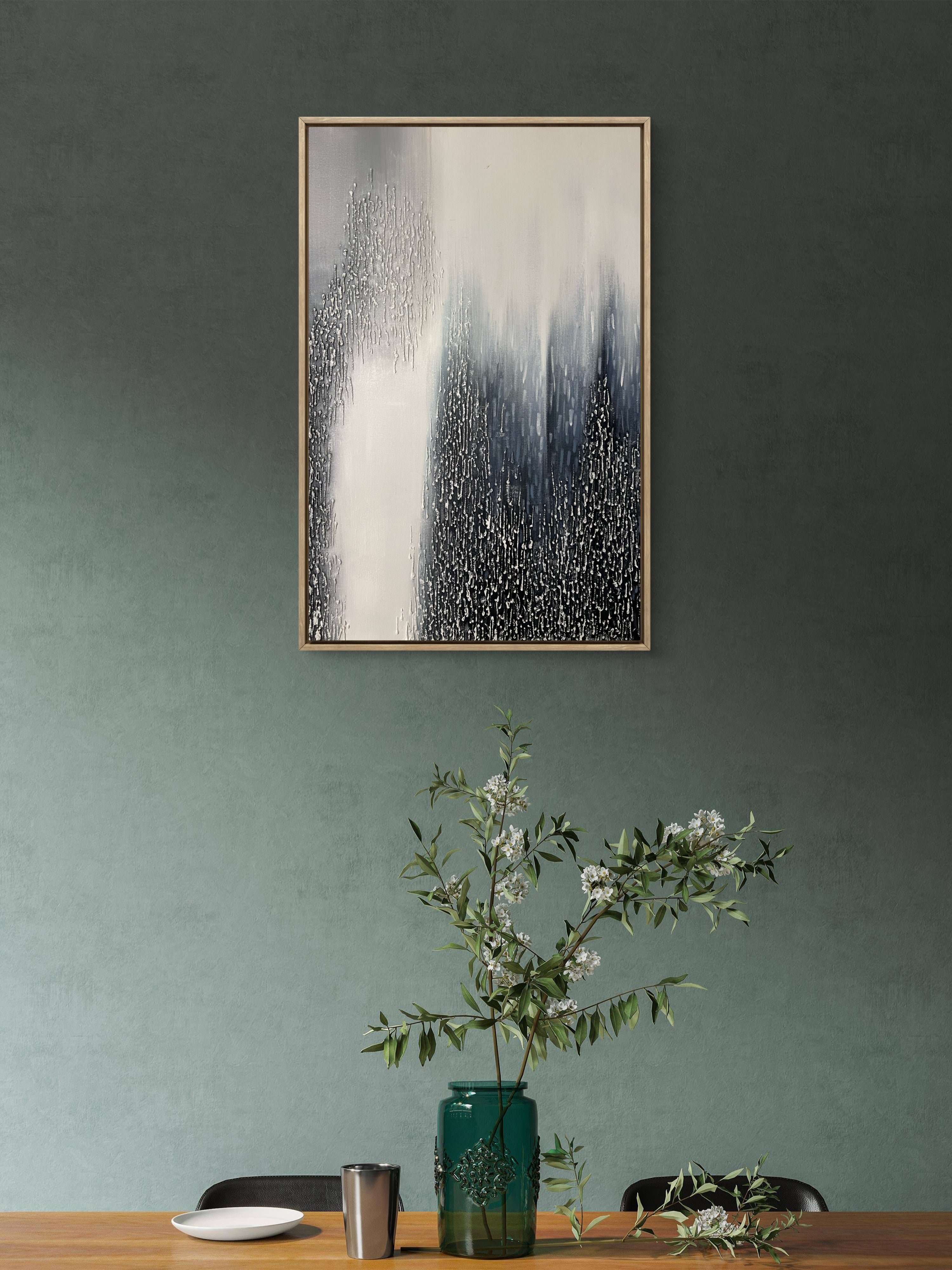 Vertical Drift Texture / Textured Abstract Canvas Wall Art in Black, White & Grey | Modern Home Décor