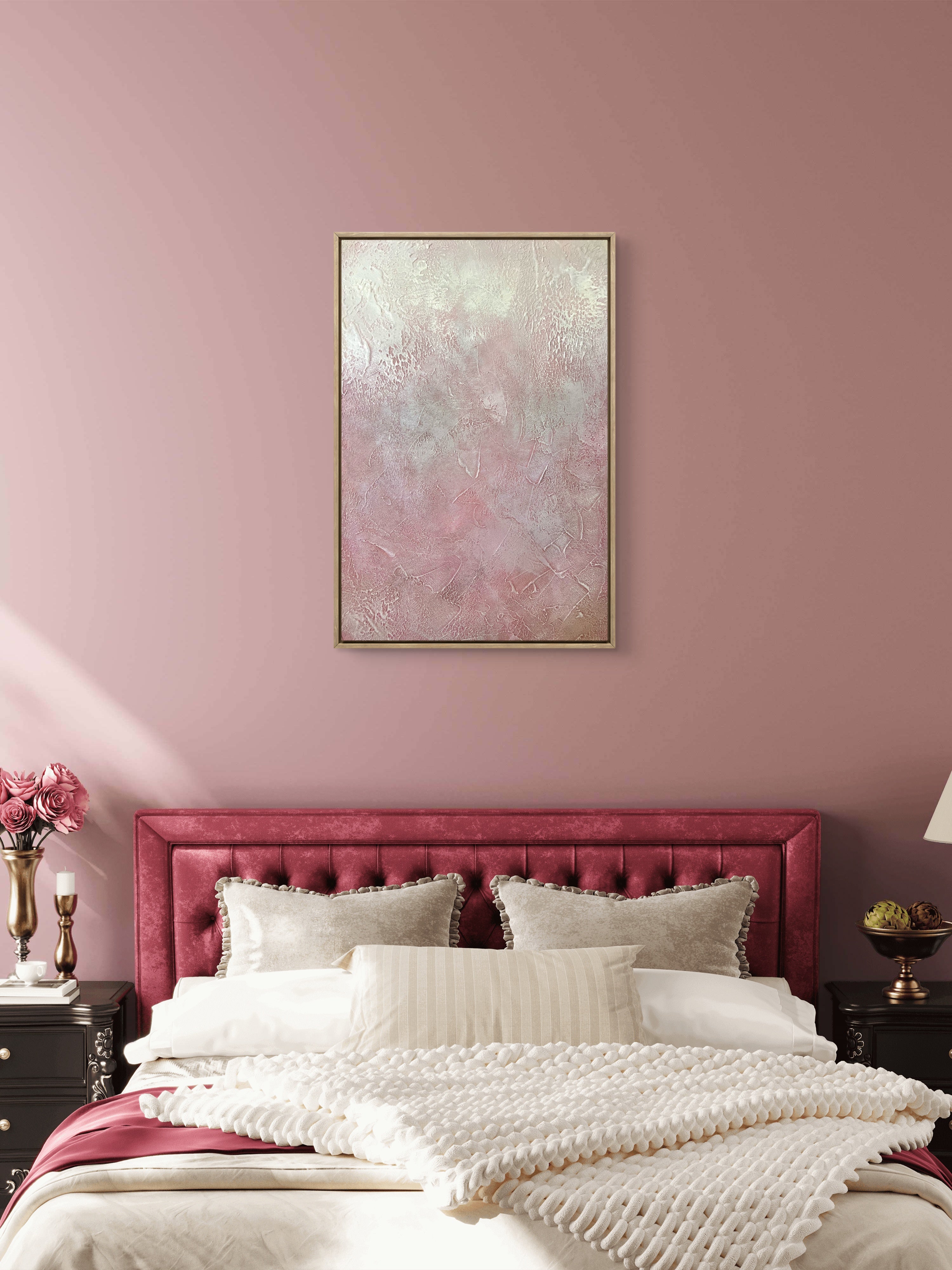 Blush Veil Texture / Textured Abstract Canvas Wall Art in Soft Blush & Neutral Tones | Modern Home Décor
