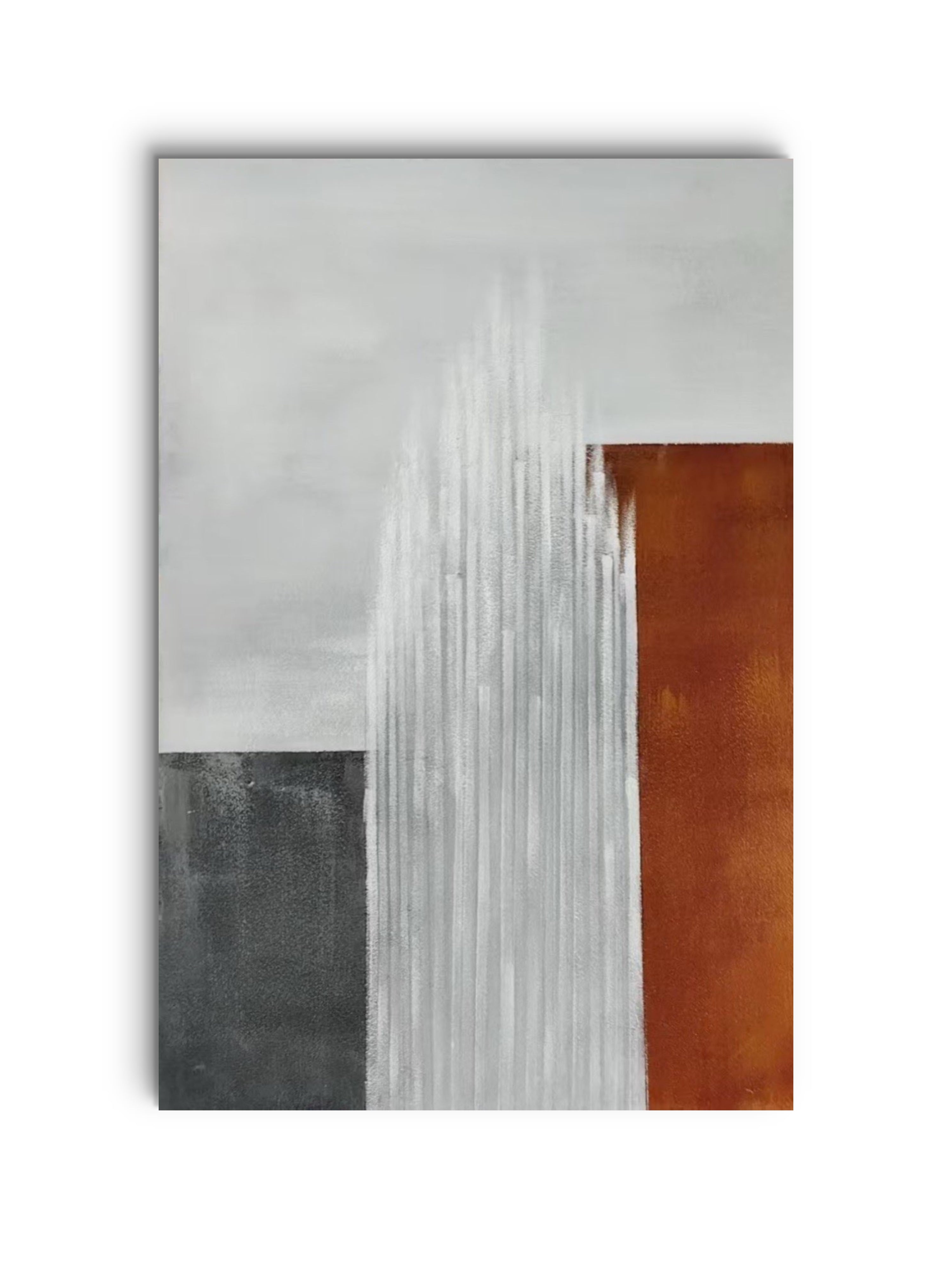 Vertical Ember Texture / Textured Abstract Canvas Wall Art in Rust, White & Grey | Modern Home Décor