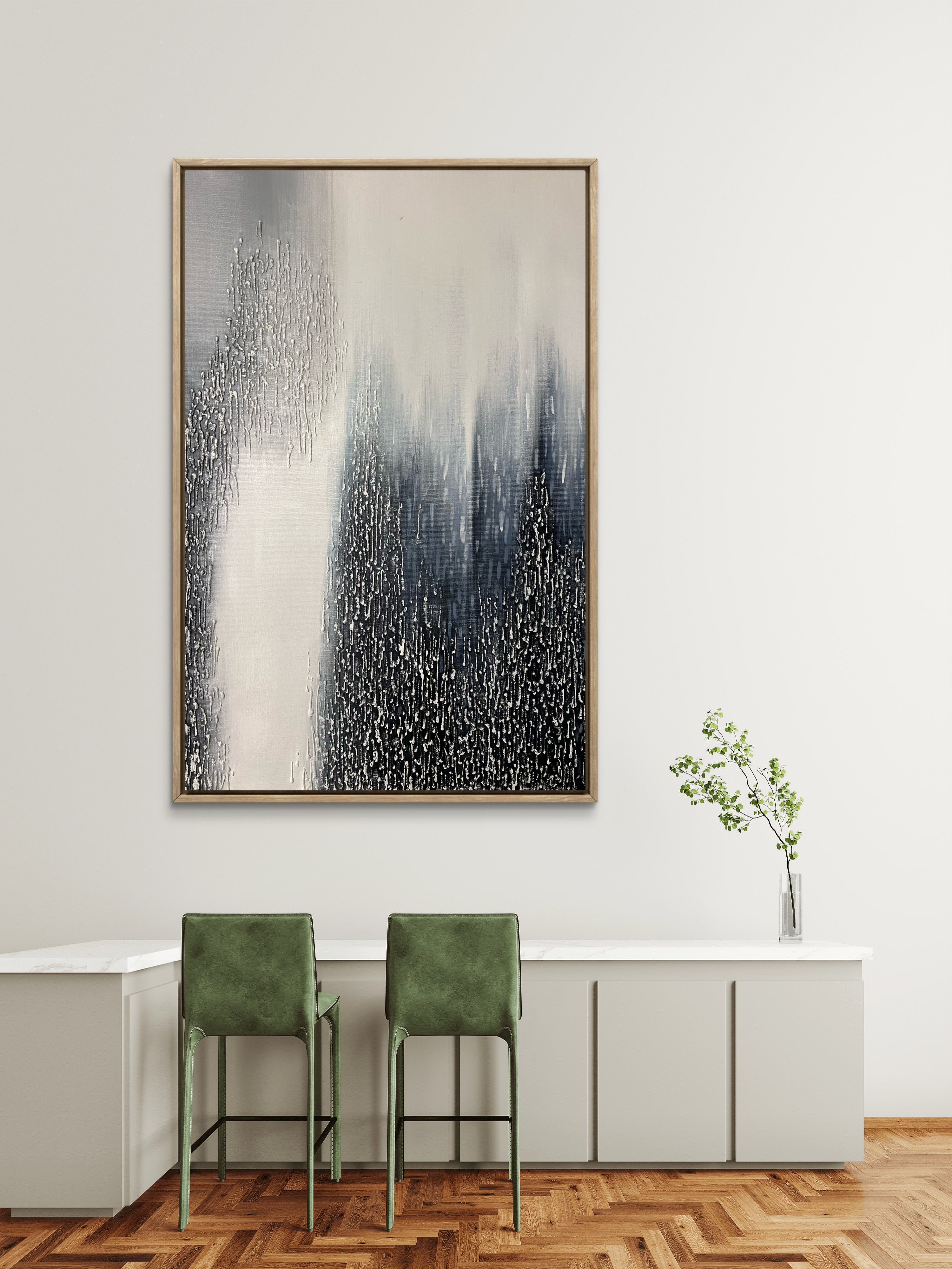 Vertical Drift Texture / Textured Abstract Canvas Wall Art in Black, White & Grey | Modern Home Décor