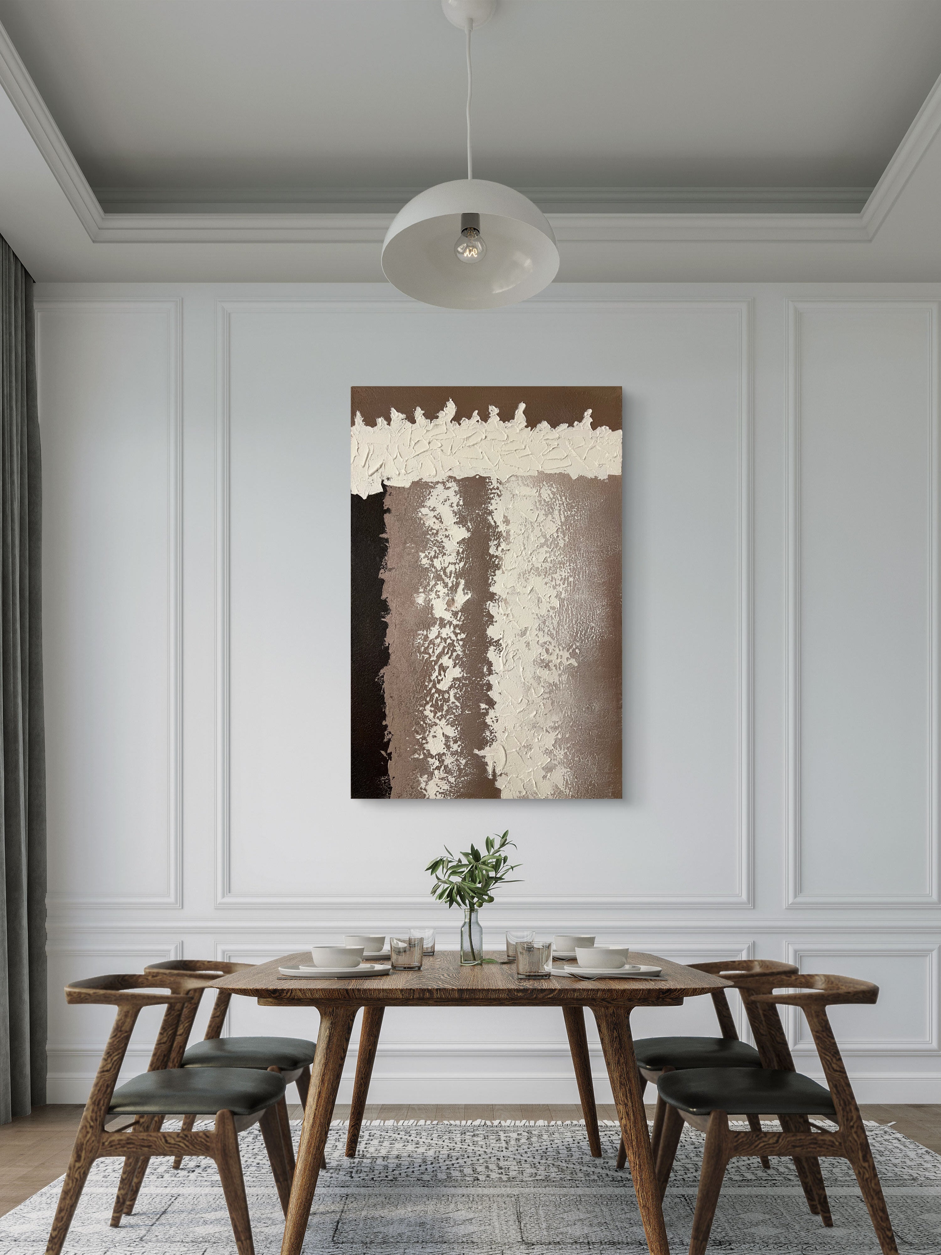 Earth Column Texture / Textured Abstract Canvas Wall Art in Neutral Beige & Brown | Modern Home Décor