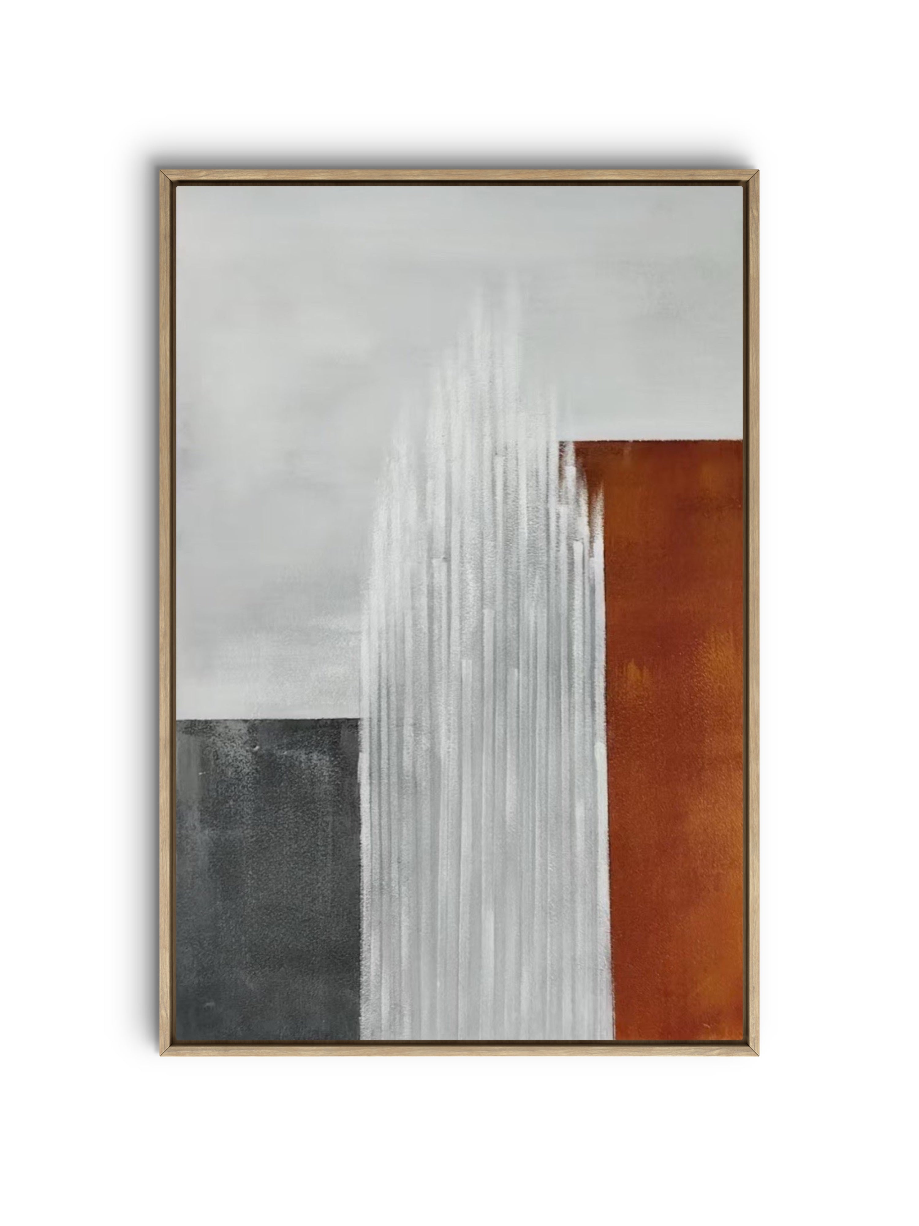 Vertical Ember Texture / Textured Abstract Canvas Wall Art in Rust, White & Grey | Modern Home Décor