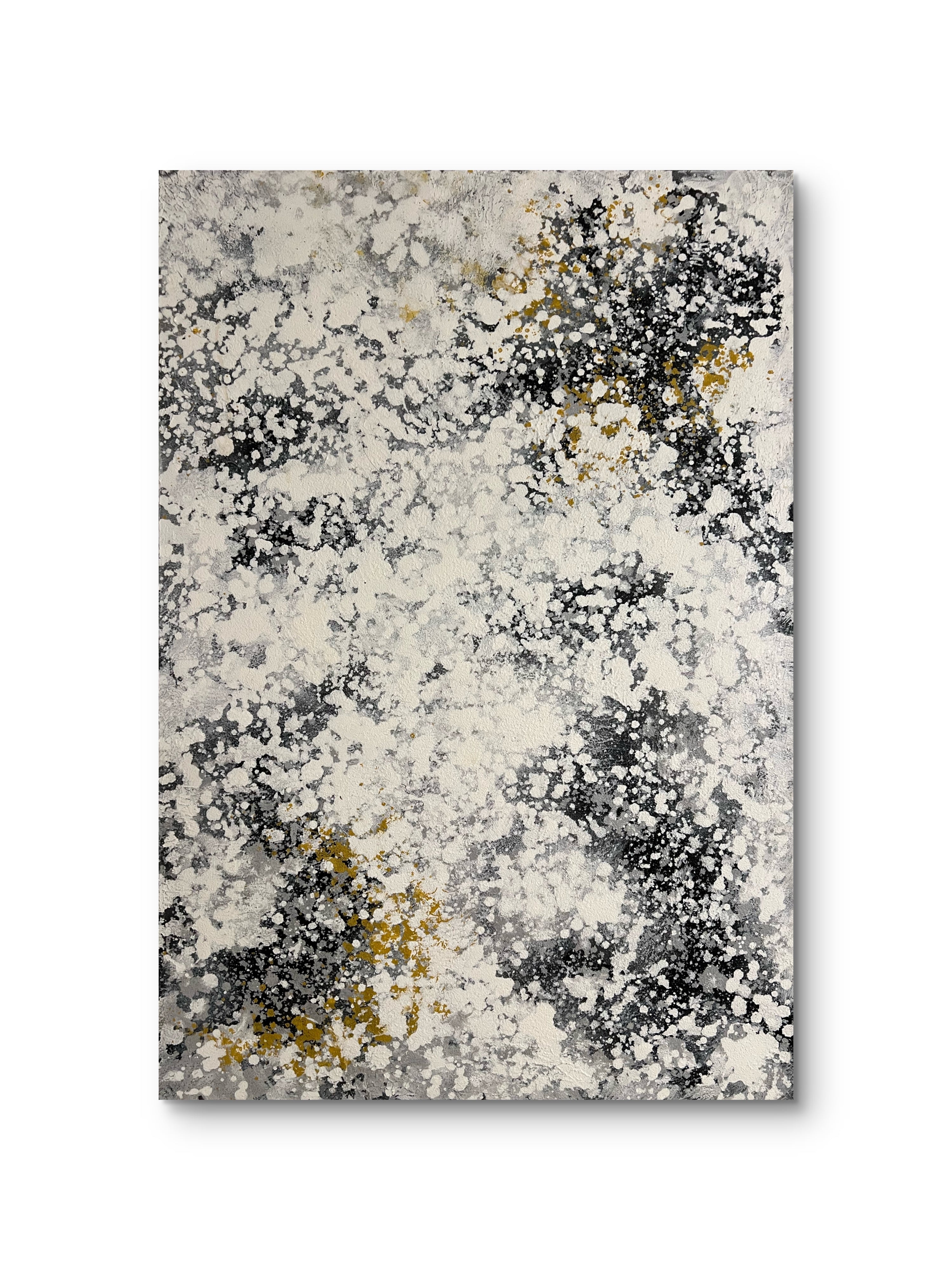 Ivory Mist Texture / Textured Abstract Canvas Wall Art in Ivory, Black & Gold | Modern Home Décor