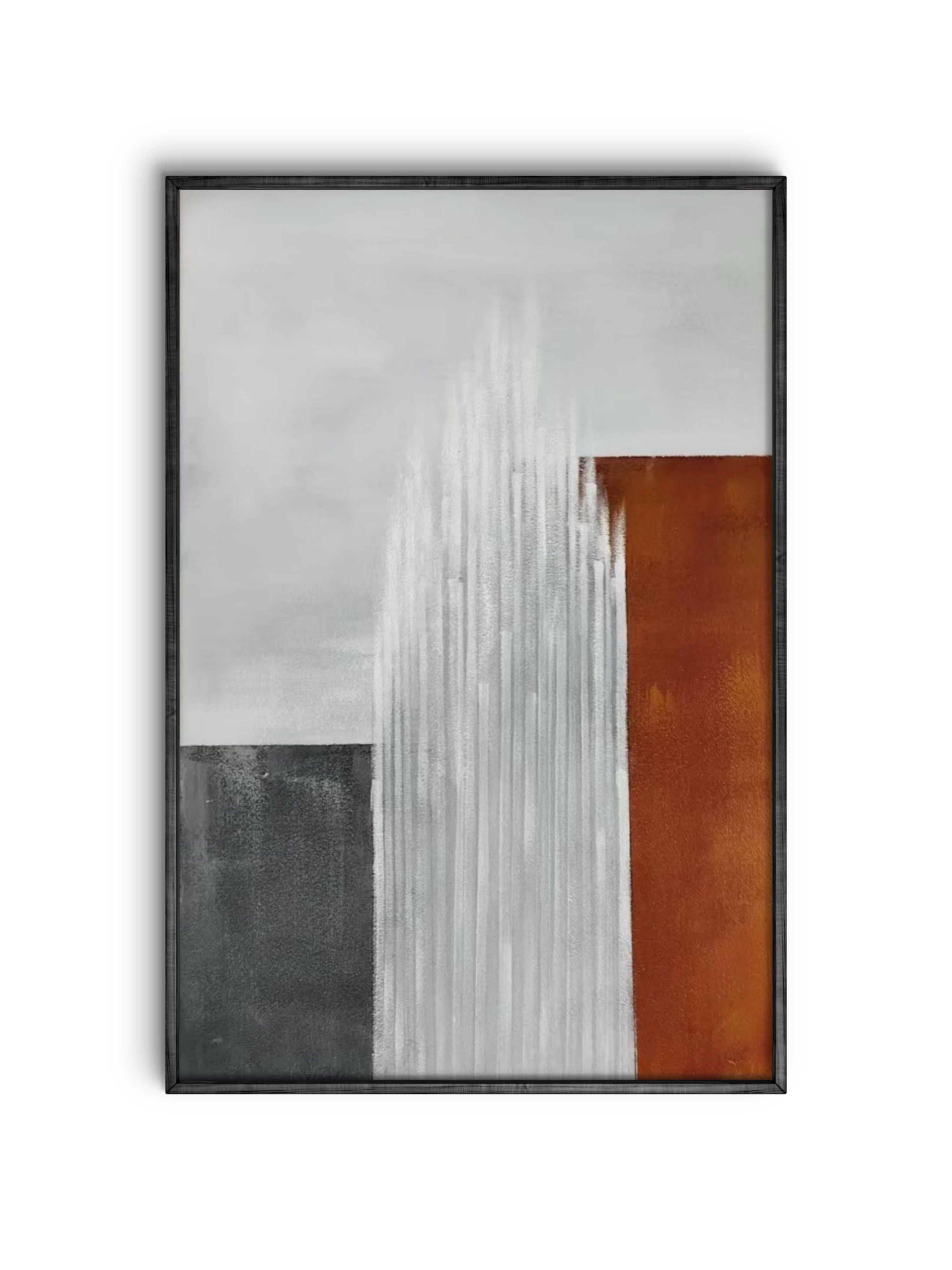 Vertical Ember Texture / Textured Abstract Canvas Wall Art in Rust, White & Grey | Modern Home Décor