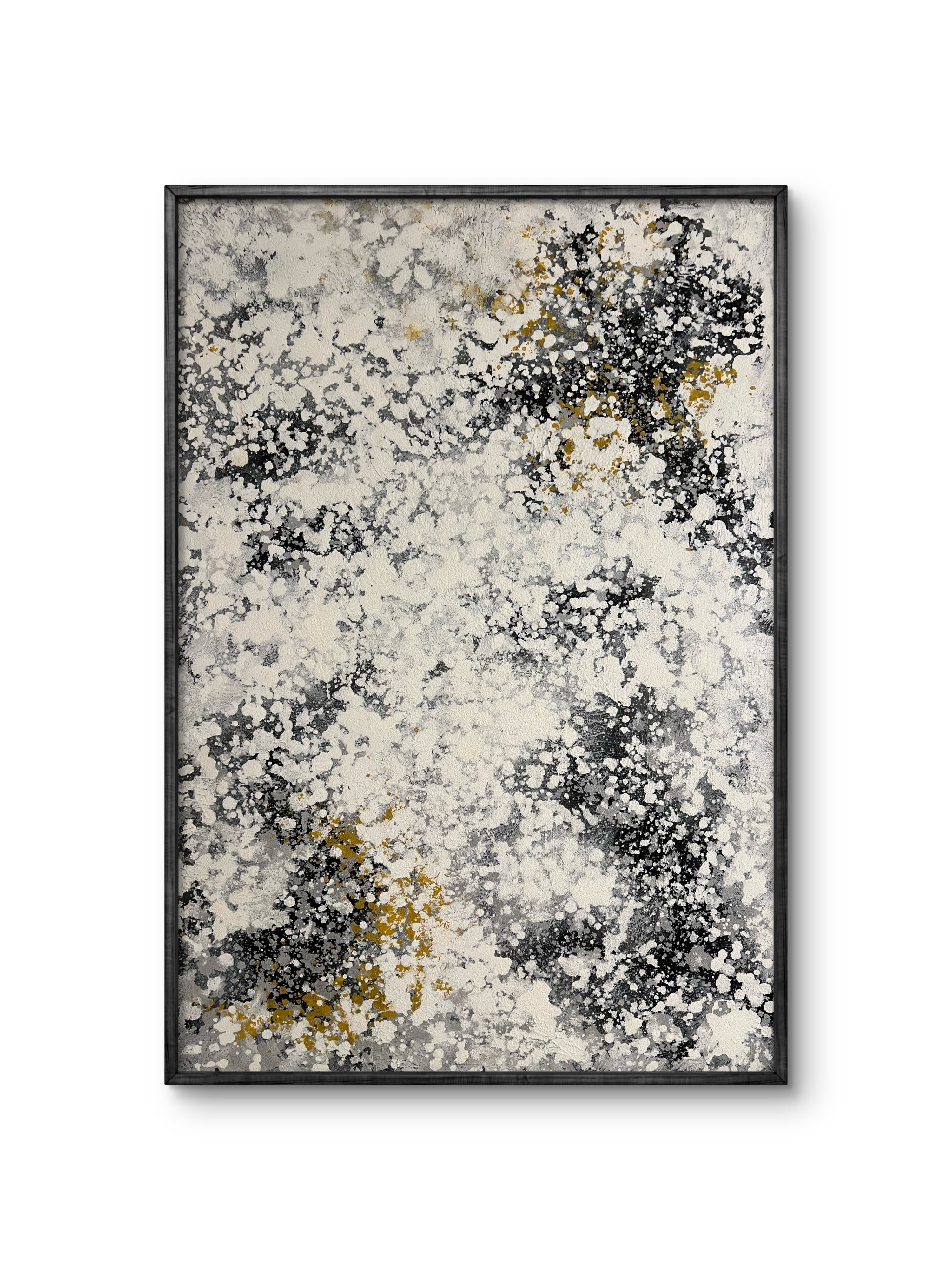 Ivory Mist Texture / Textured Abstract Canvas Wall Art in Ivory, Black & Gold | Modern Home Décor