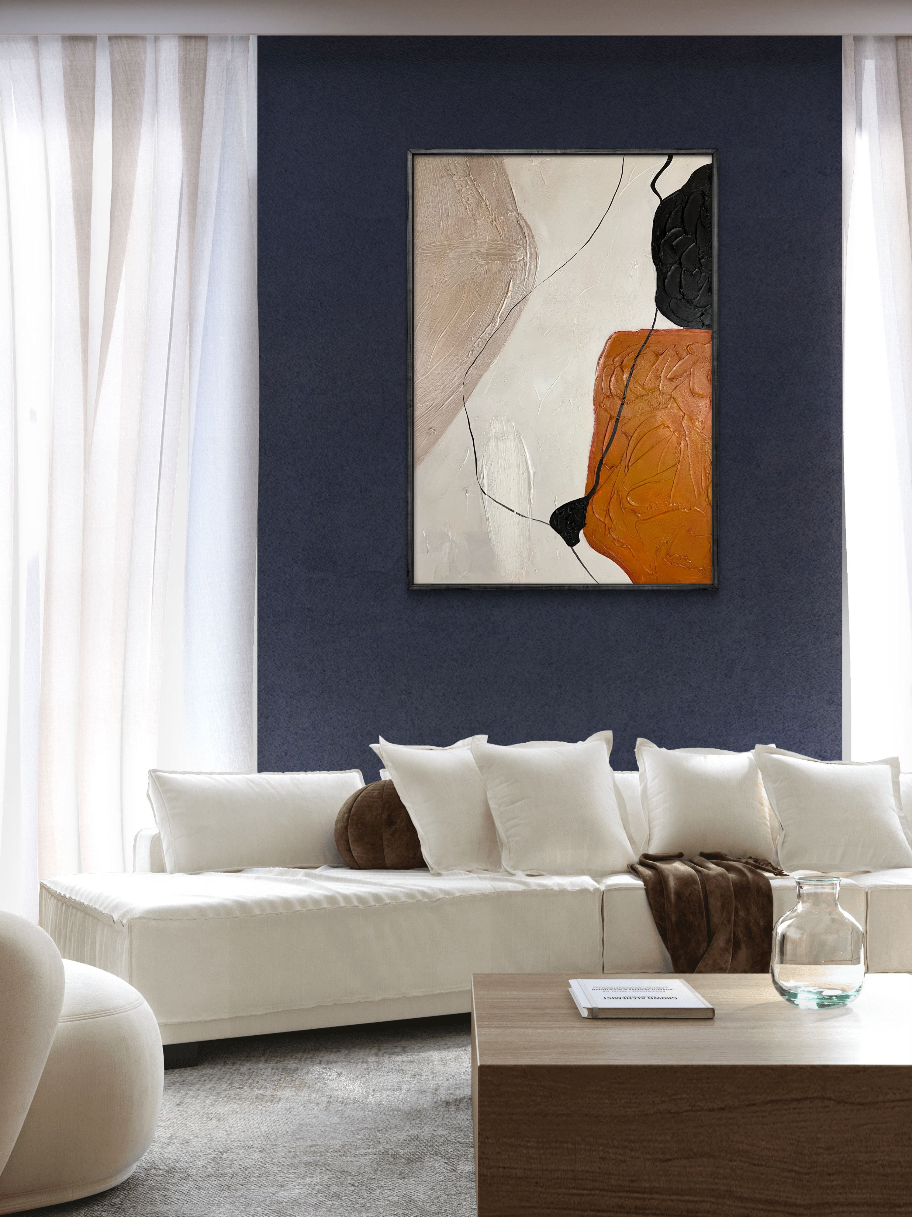 Terracotta Balance Texture / Textured Abstract Canvas Wall Art in Terracotta, Black & Neutral | Modern Home Décor