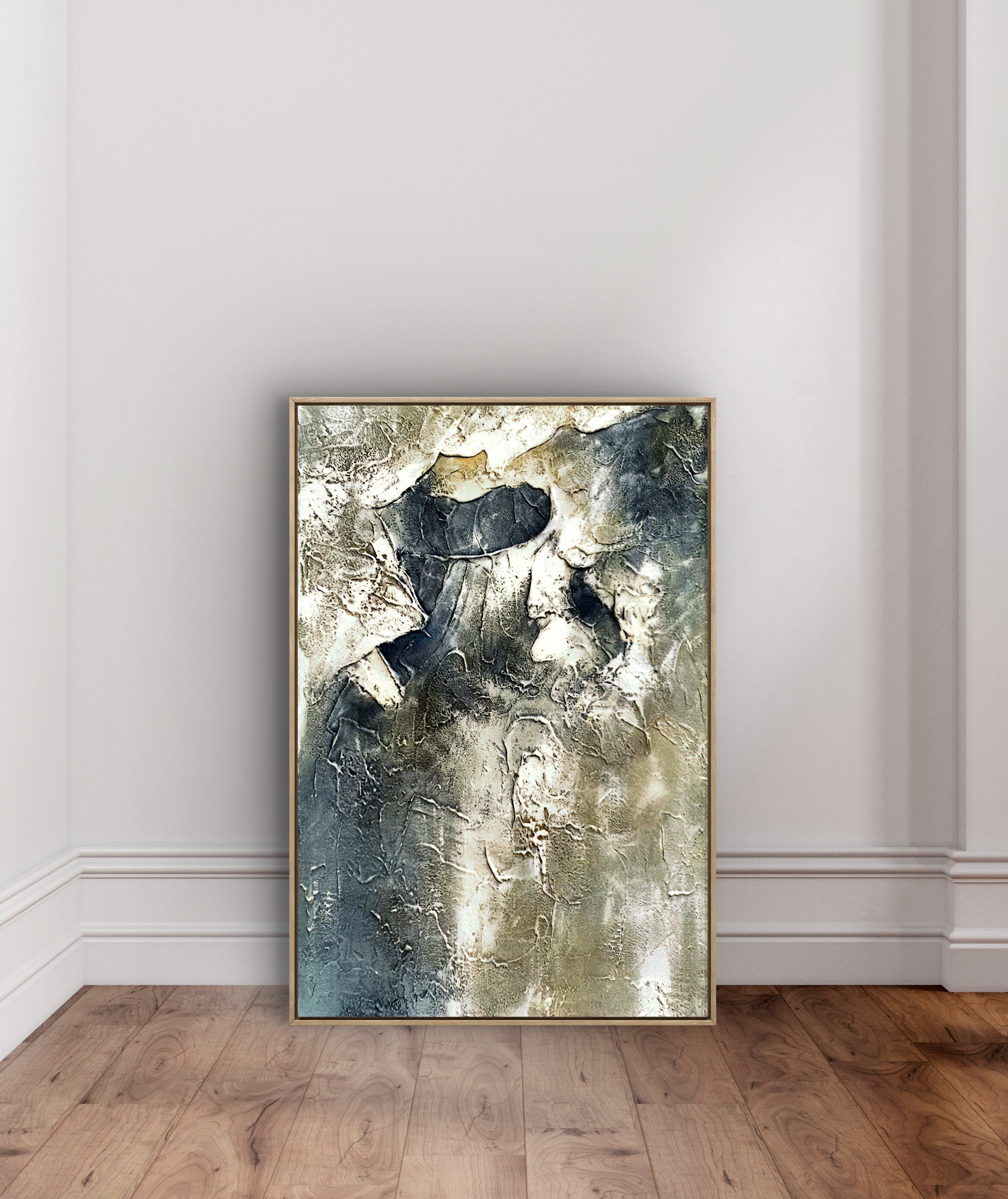 Stone Flow Texture / Textured Abstract Canvas Wall Art in Grey & Stone Tones | Modern Home Décor