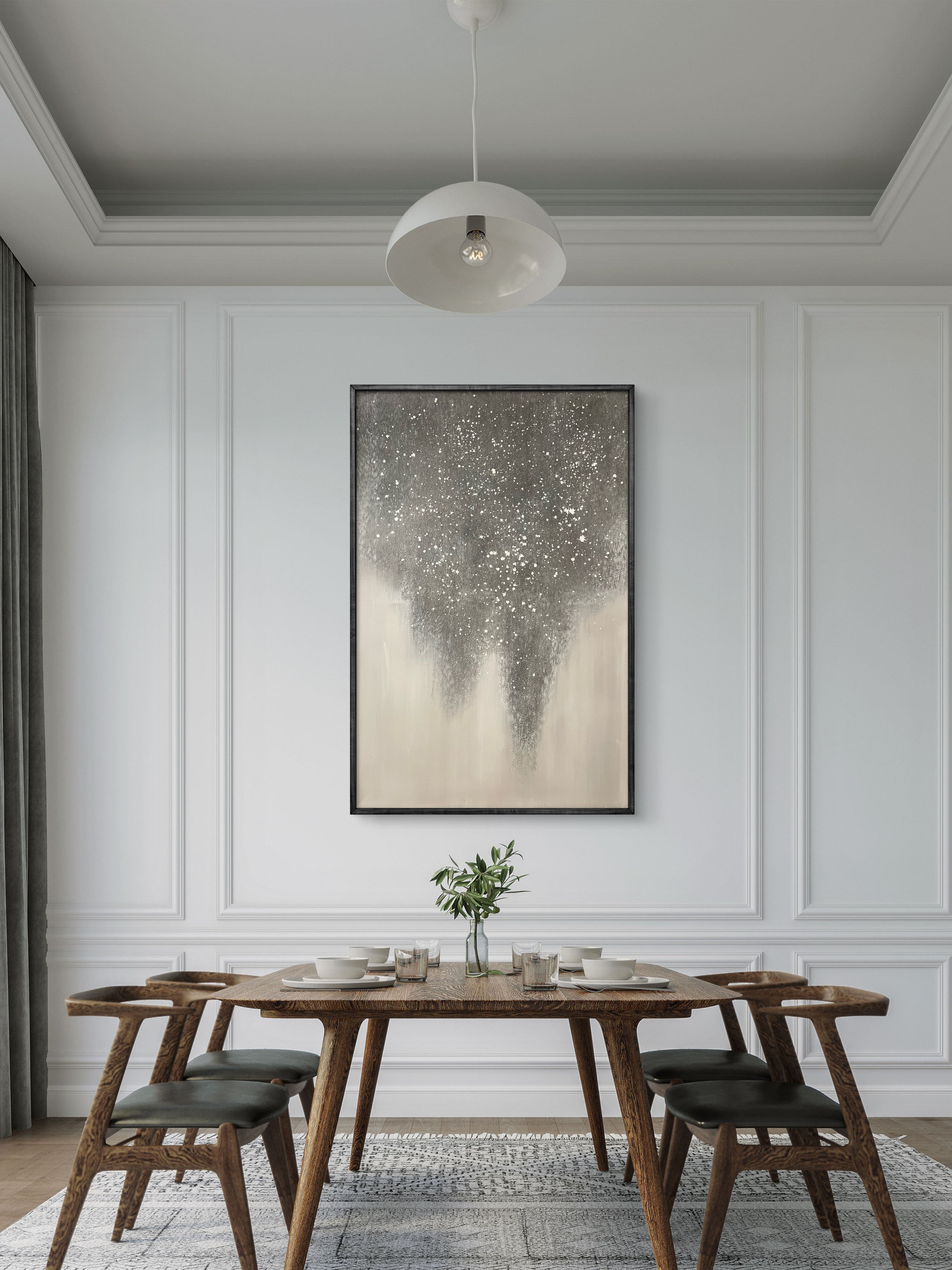 Falling Mist Texture / Textured Abstract Canvas Wall Art in Grey & Ivory | Modern Home Décor