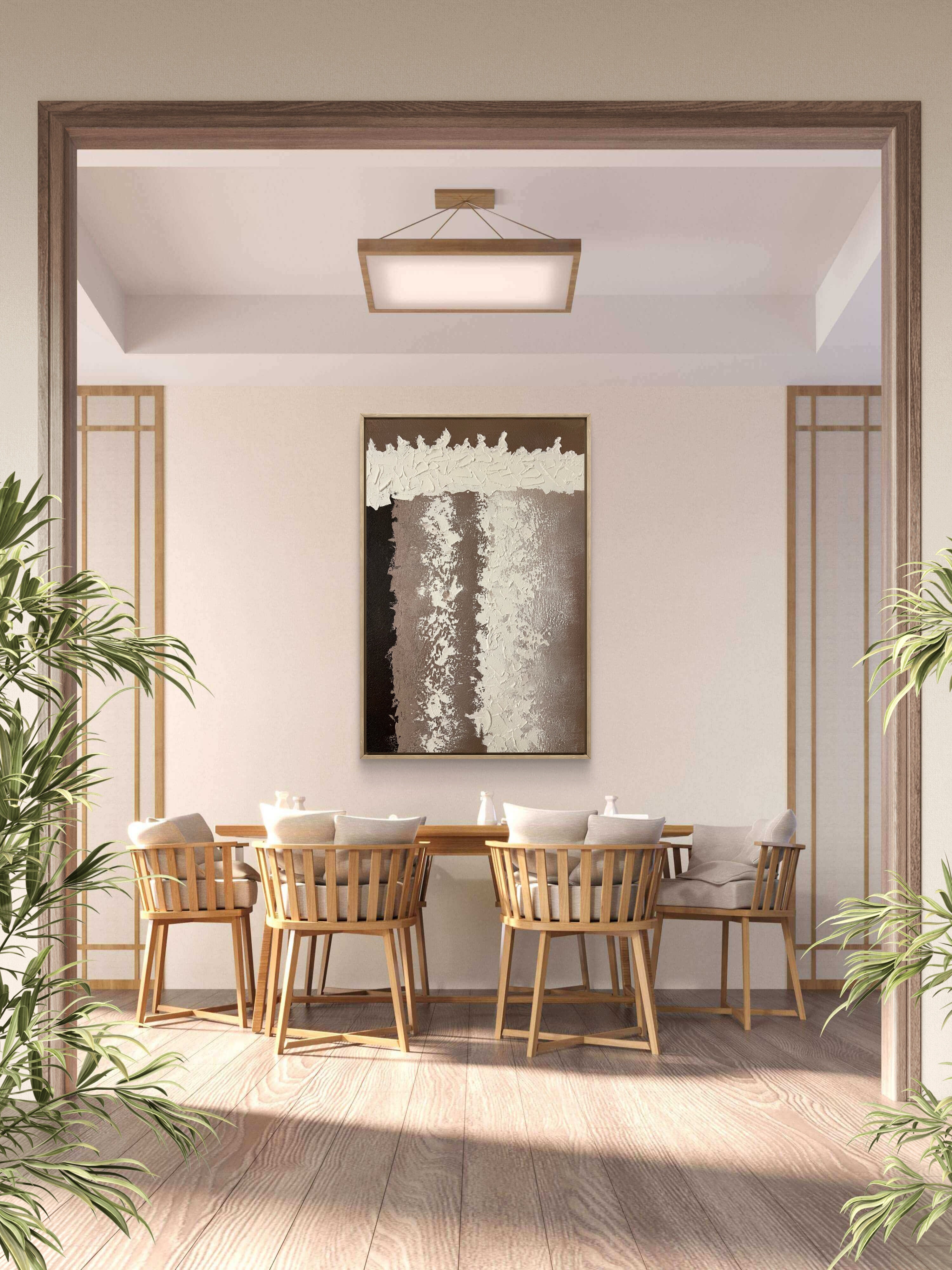 Earth Column Texture / Textured Abstract Canvas Wall Art in Neutral Beige & Brown | Modern Home Décor