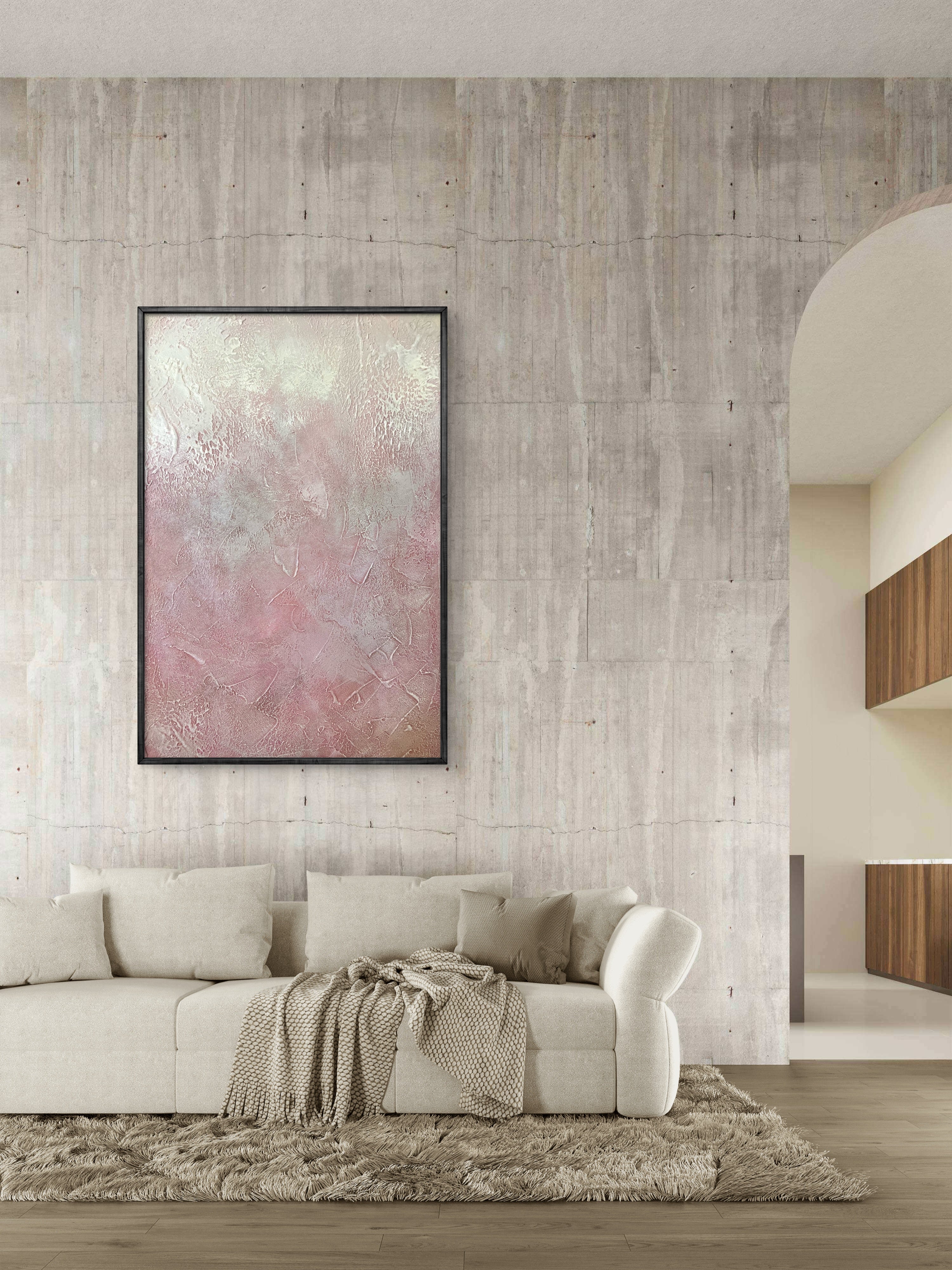 Blush Veil Texture / Textured Abstract Canvas Wall Art in Soft Blush & Neutral Tones | Modern Home Décor