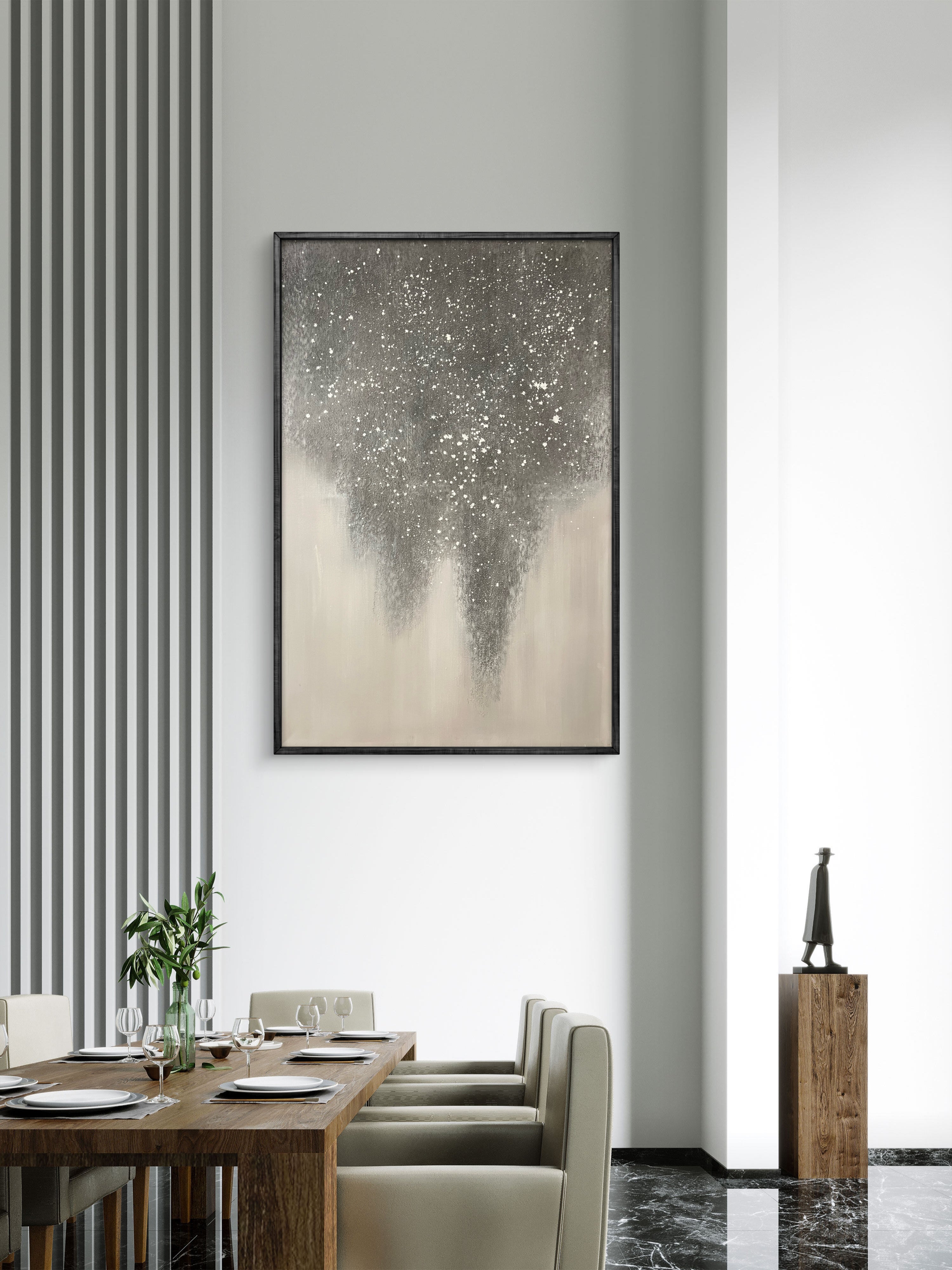 Falling Mist Texture / Textured Abstract Canvas Wall Art in Grey & Ivory | Modern Home Décor