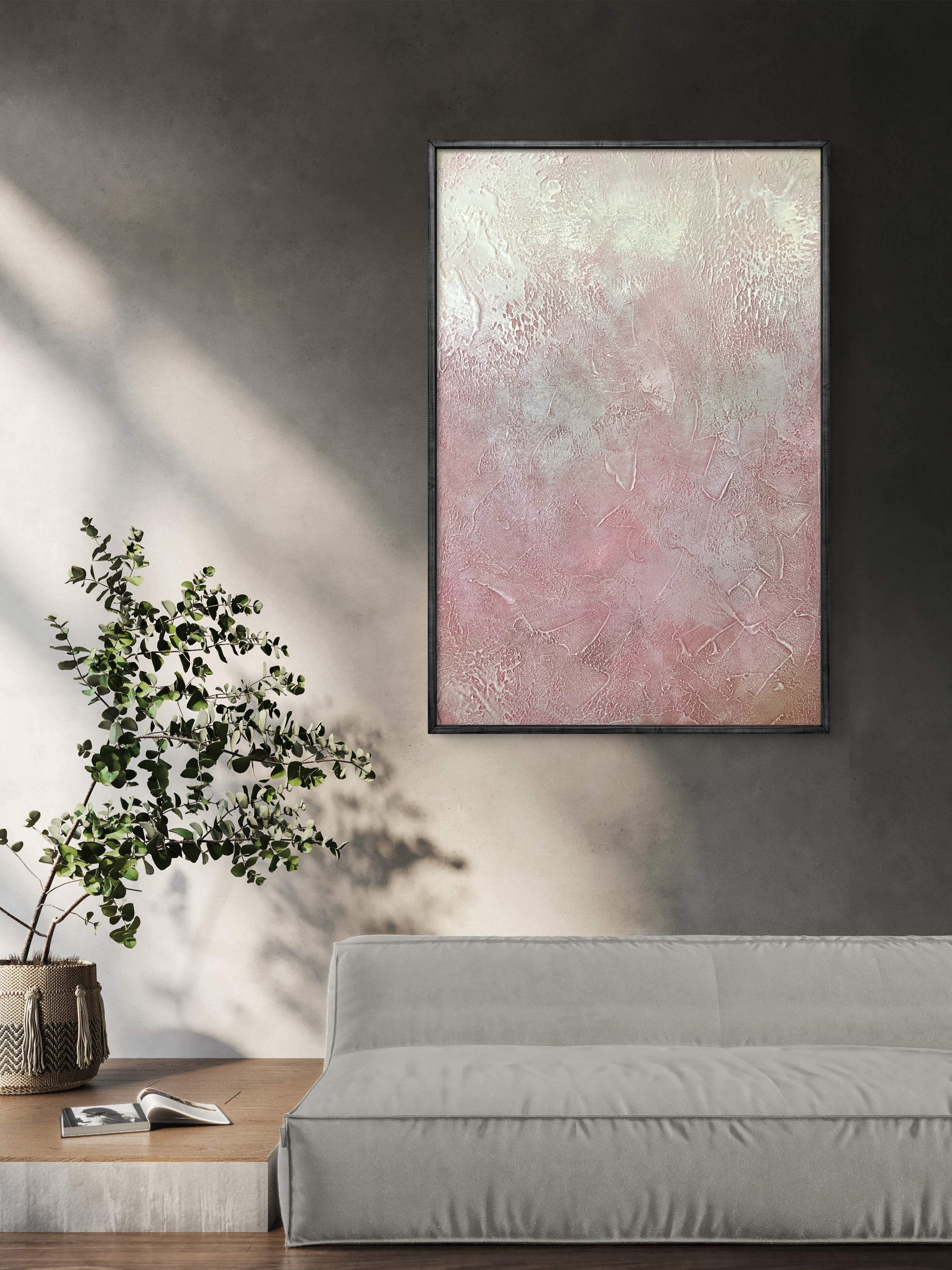 Blush Veil Texture / Textured Abstract Canvas Wall Art in Soft Blush & Neutral Tones | Modern Home Décor