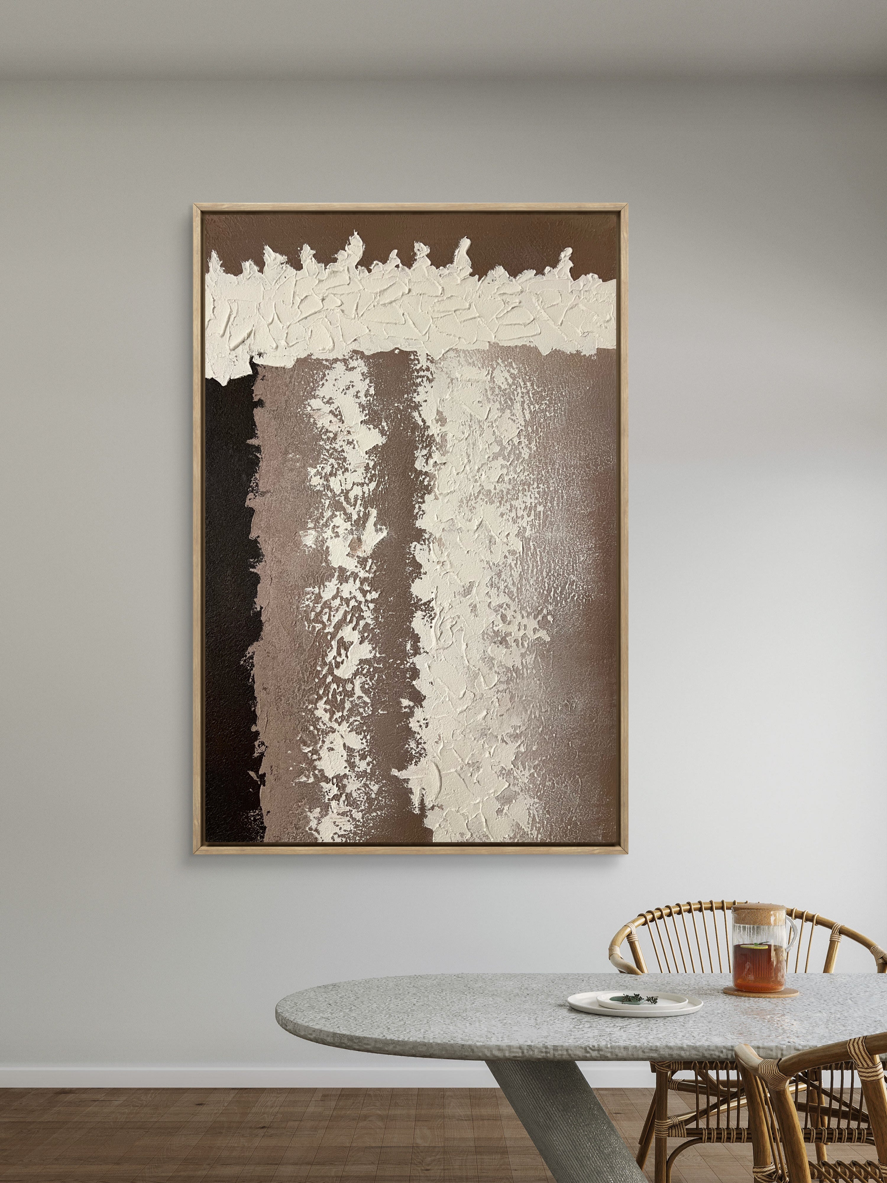 Earth Column Texture / Textured Abstract Canvas Wall Art in Neutral Beige & Brown | Modern Home Décor