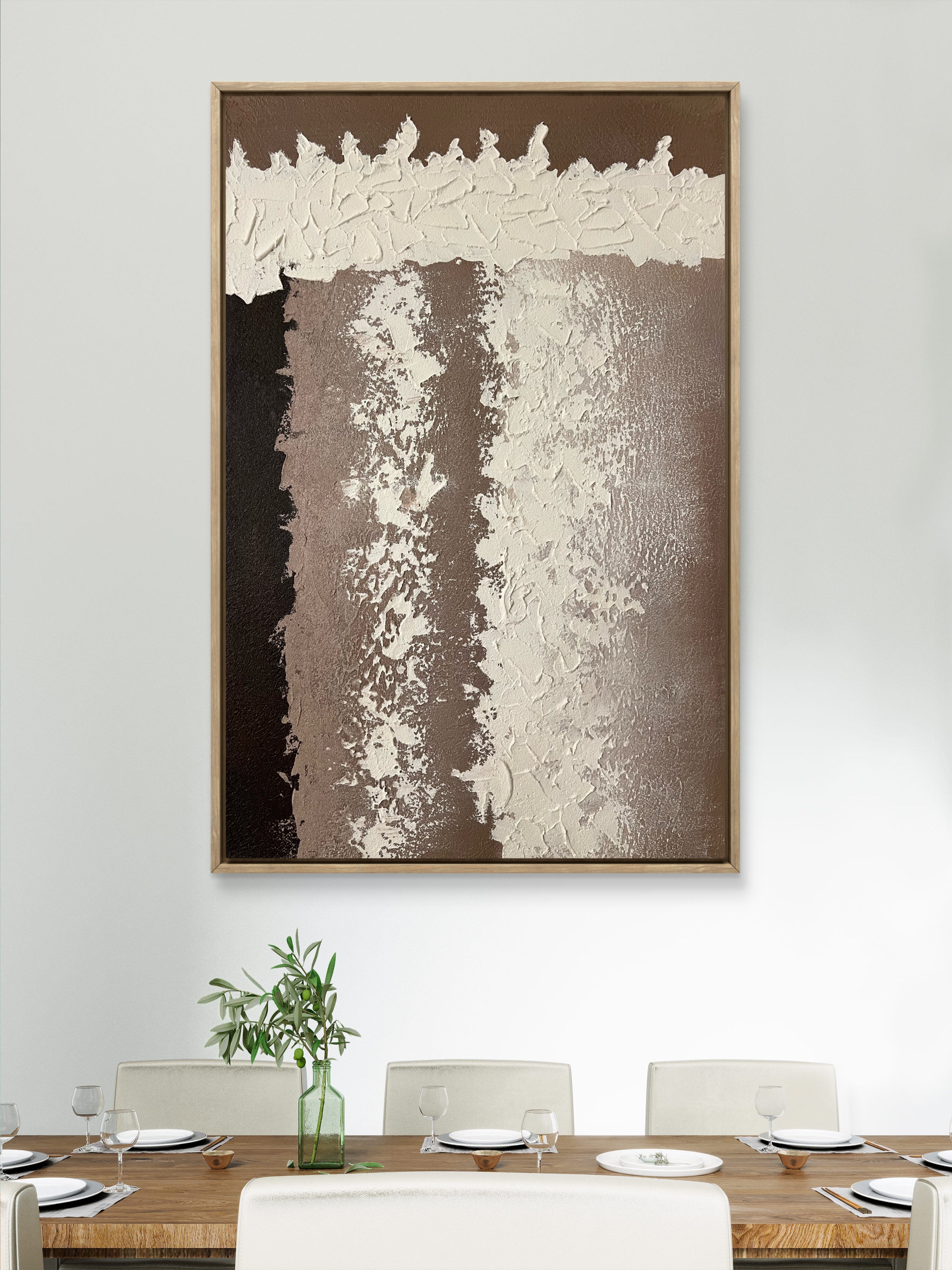 Earth Column Texture / Textured Abstract Canvas Wall Art in Neutral Beige & Brown | Modern Home Décor