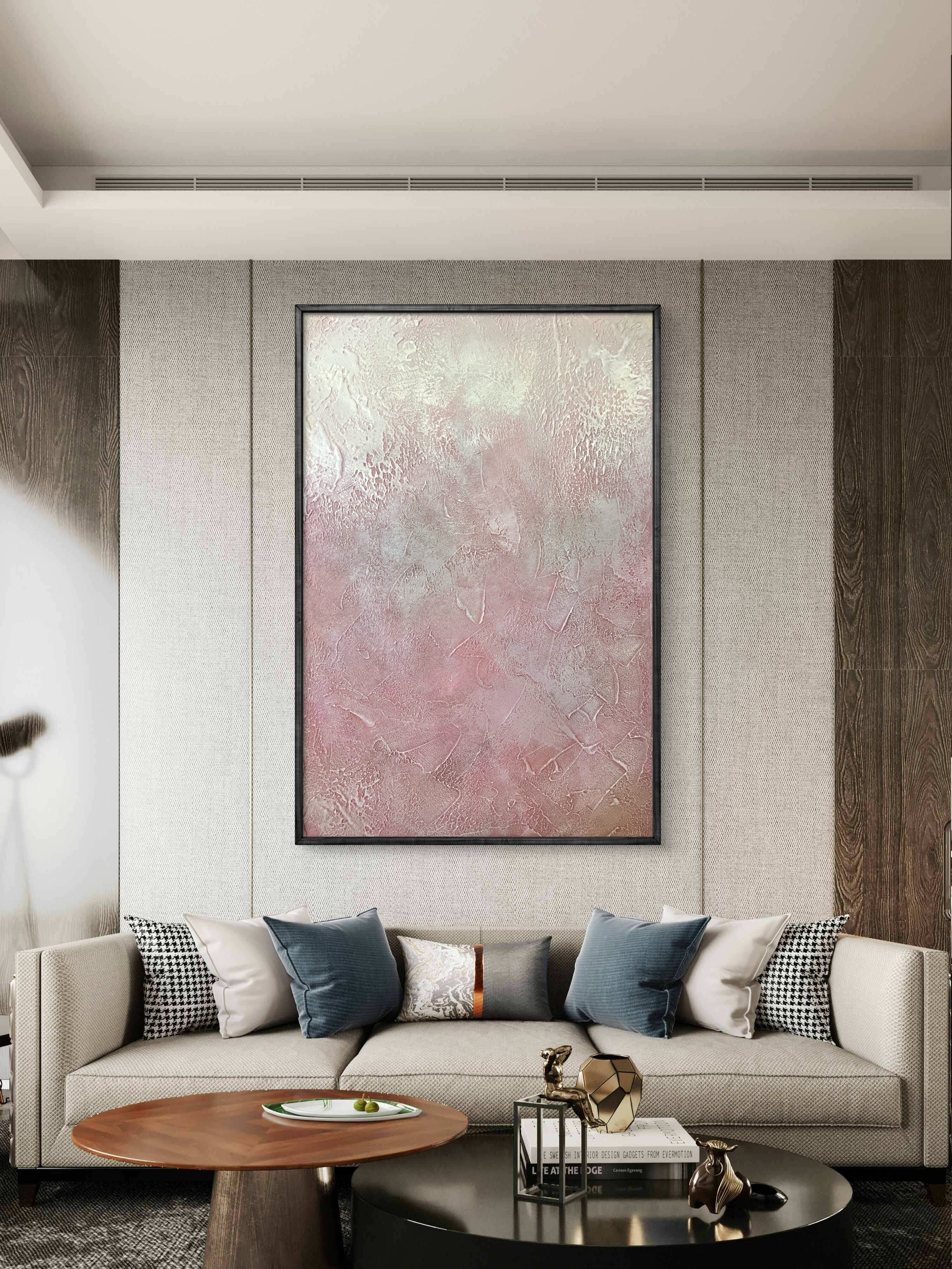 Blush Veil Texture / Textured Abstract Canvas Wall Art in Soft Blush & Neutral Tones | Modern Home Décor